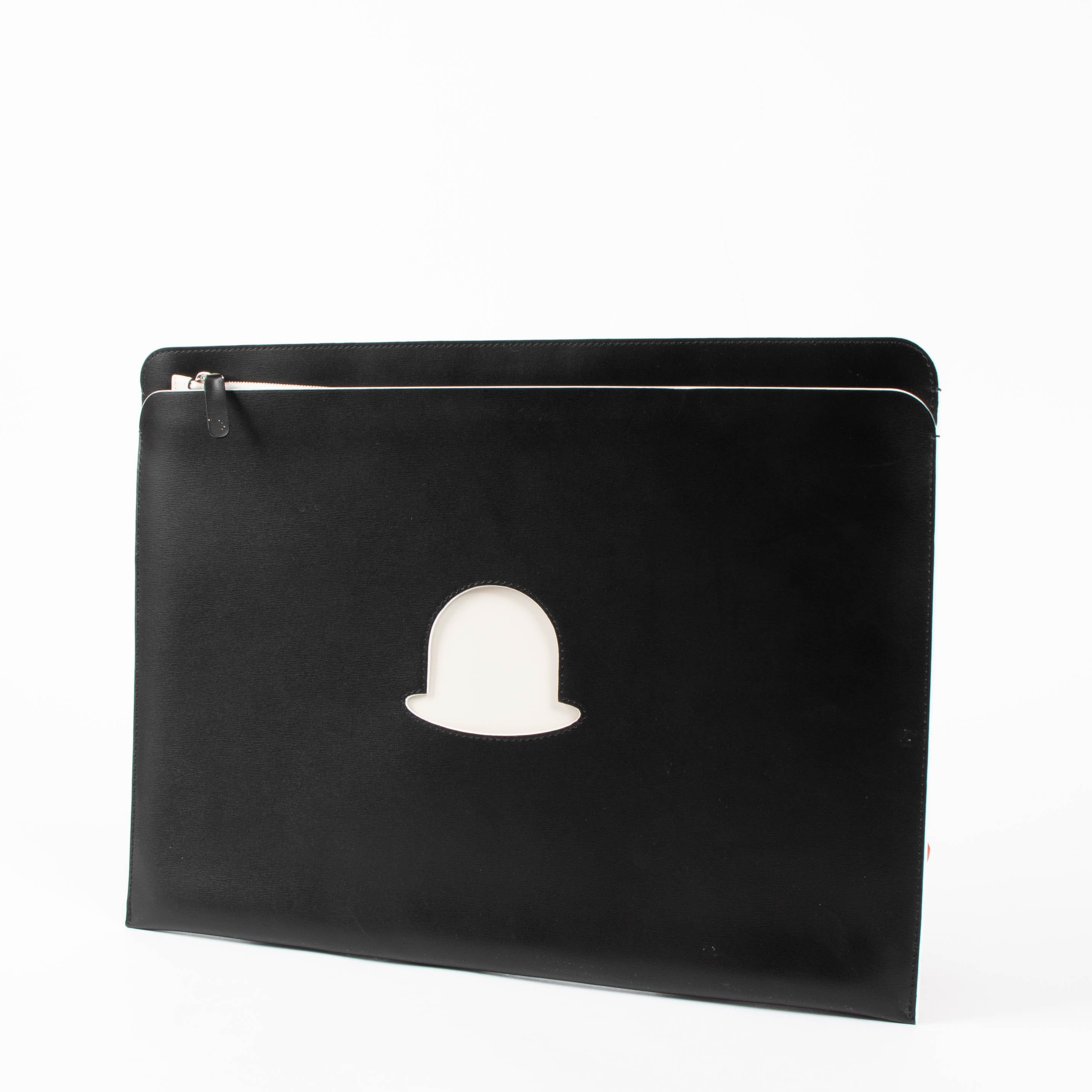 Delvaux Magritte Black Box Trompe l'Oeil Bowler Hat Document Holder