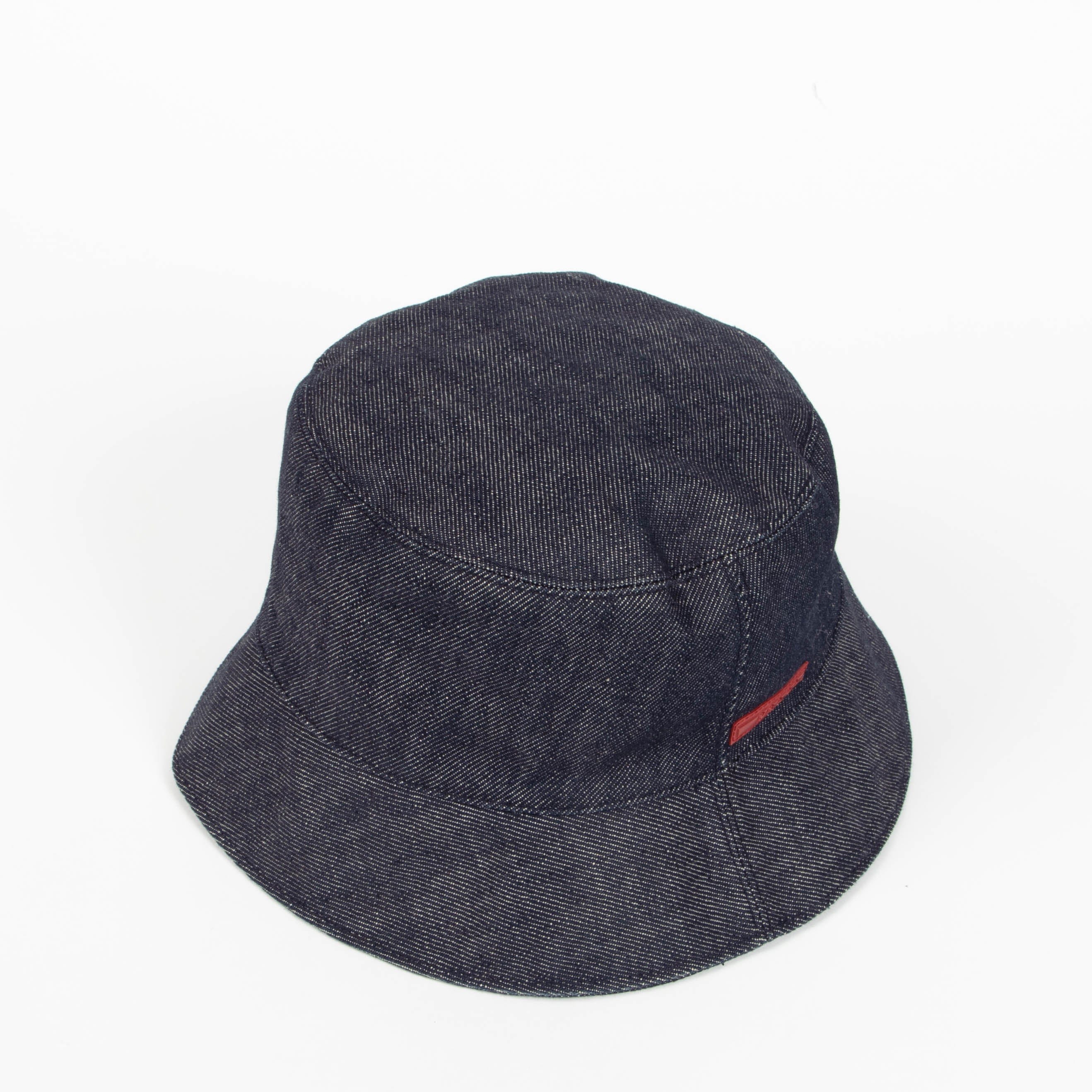 Prada Linea Rossa Dark Blue Denim Bucket Hat - Size M