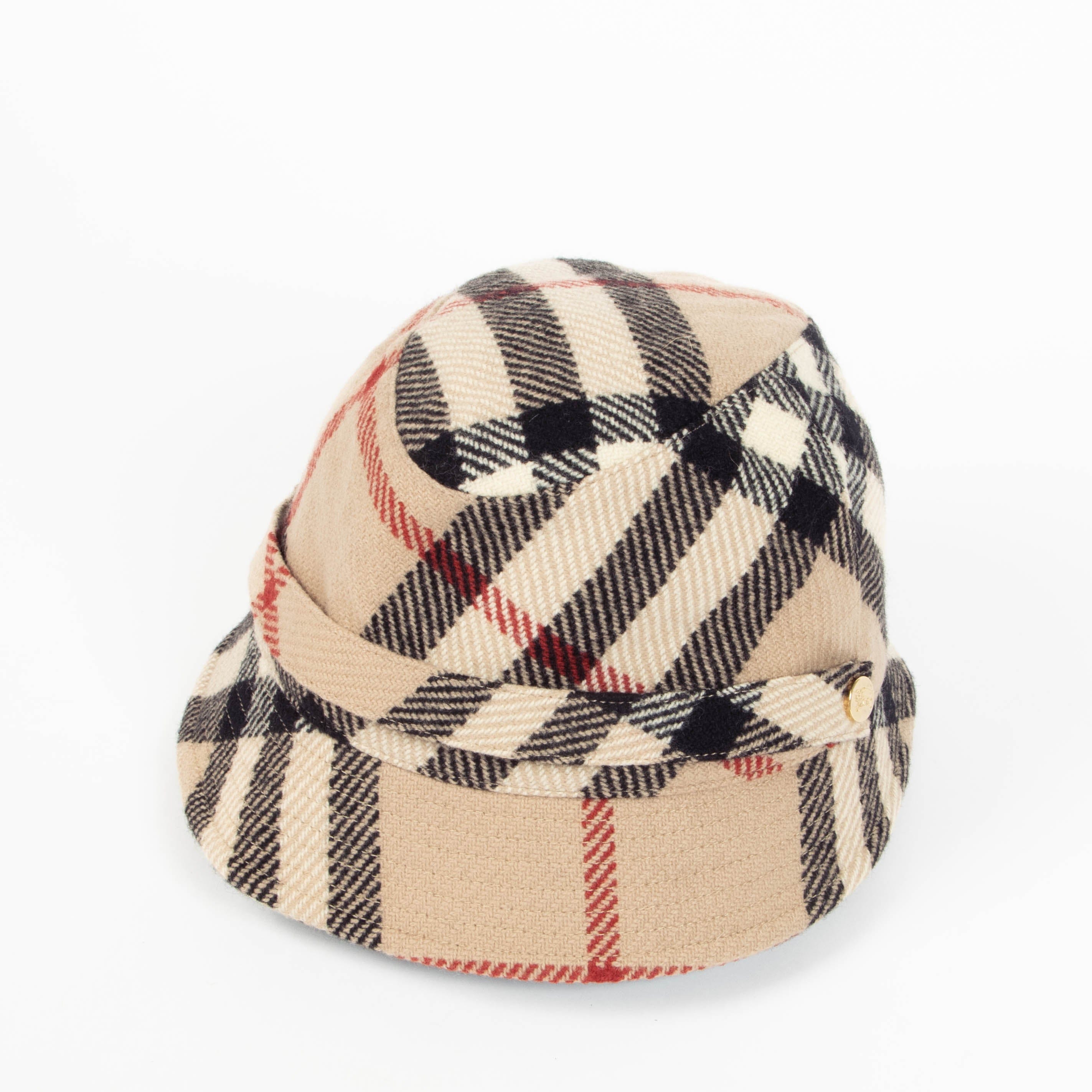 Burberry Check Wool/Cashmere Bucket Hat - Size M