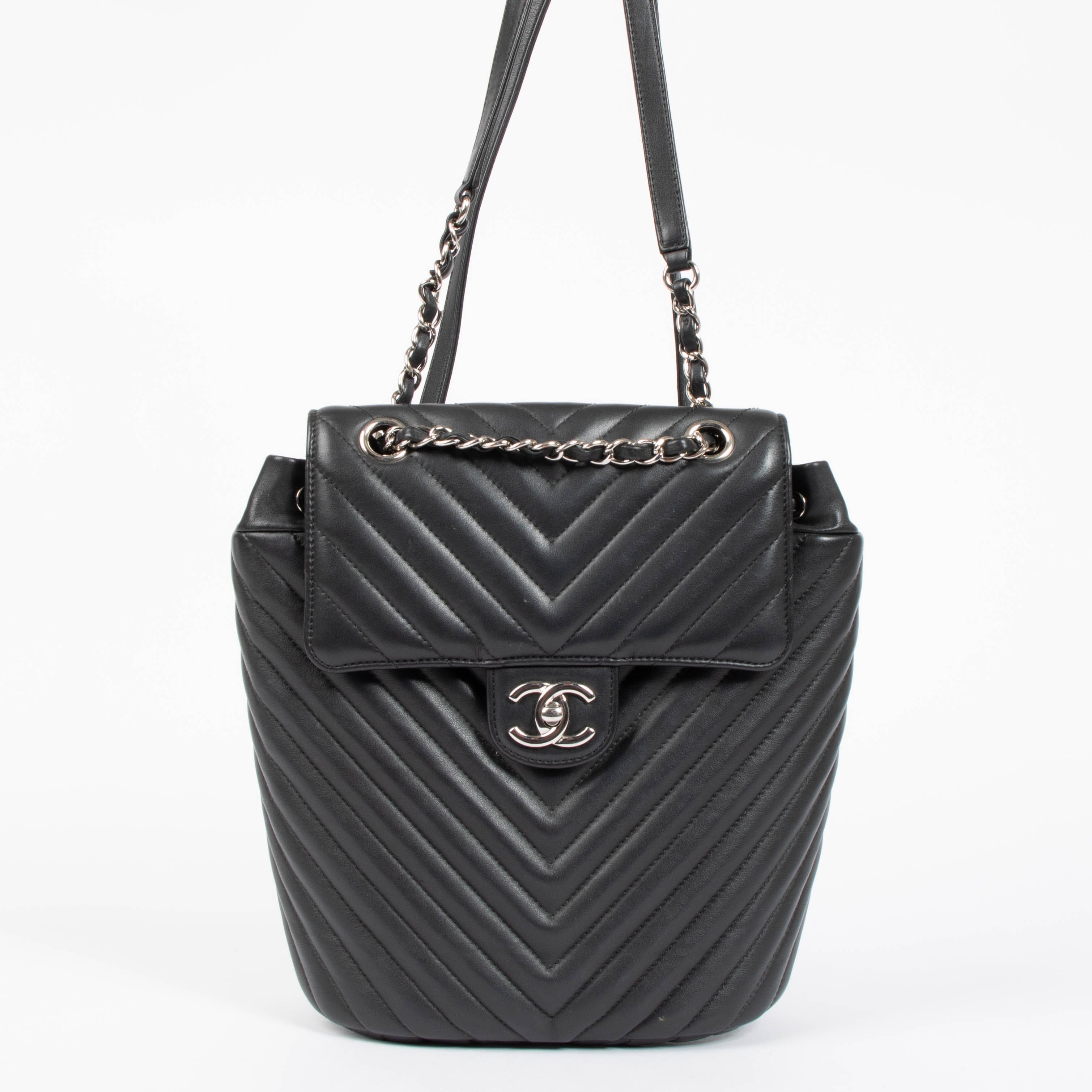 Chanel Black Chevron Urban Spirit Backpack