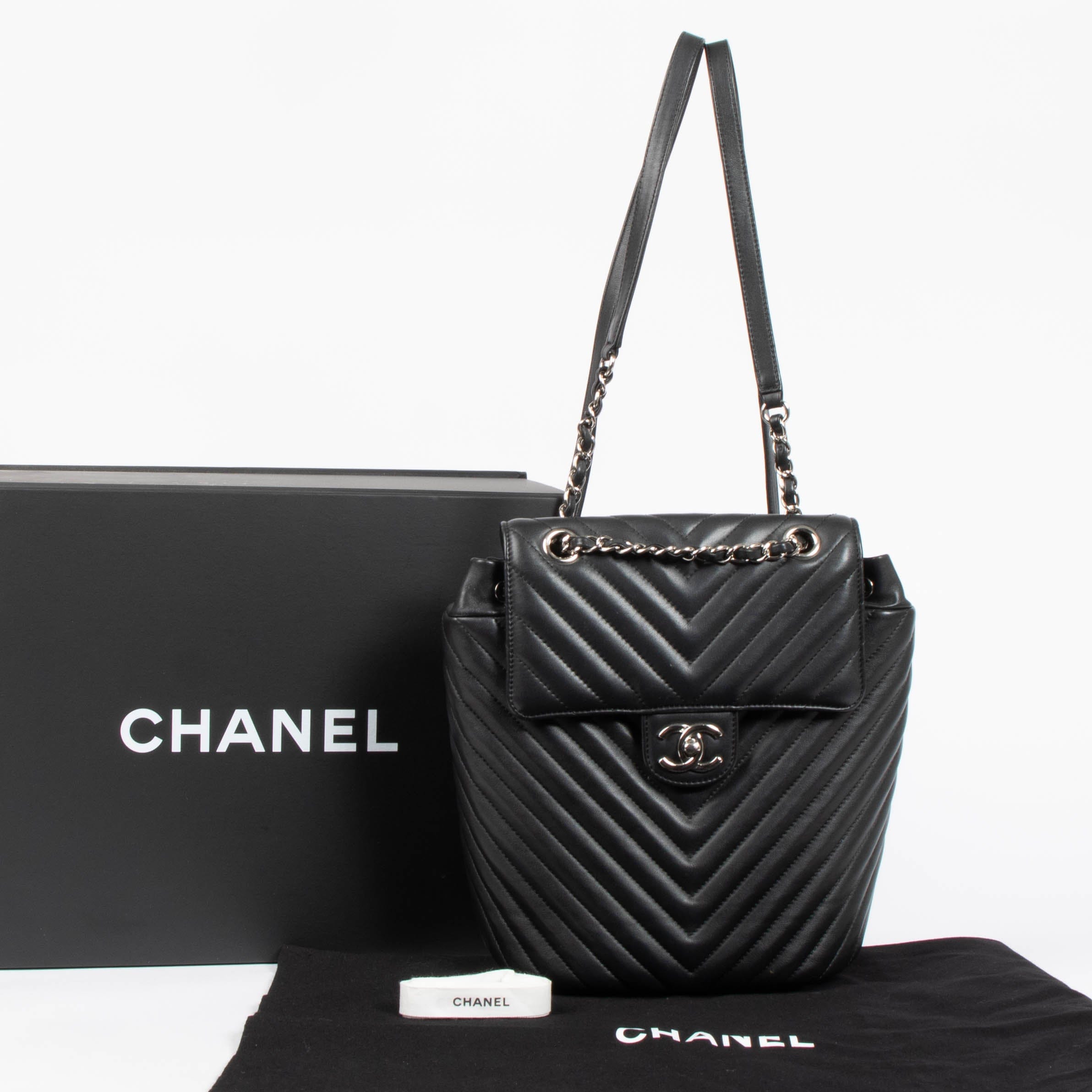 Chanel Black Chevron Urban Spirit Backpack