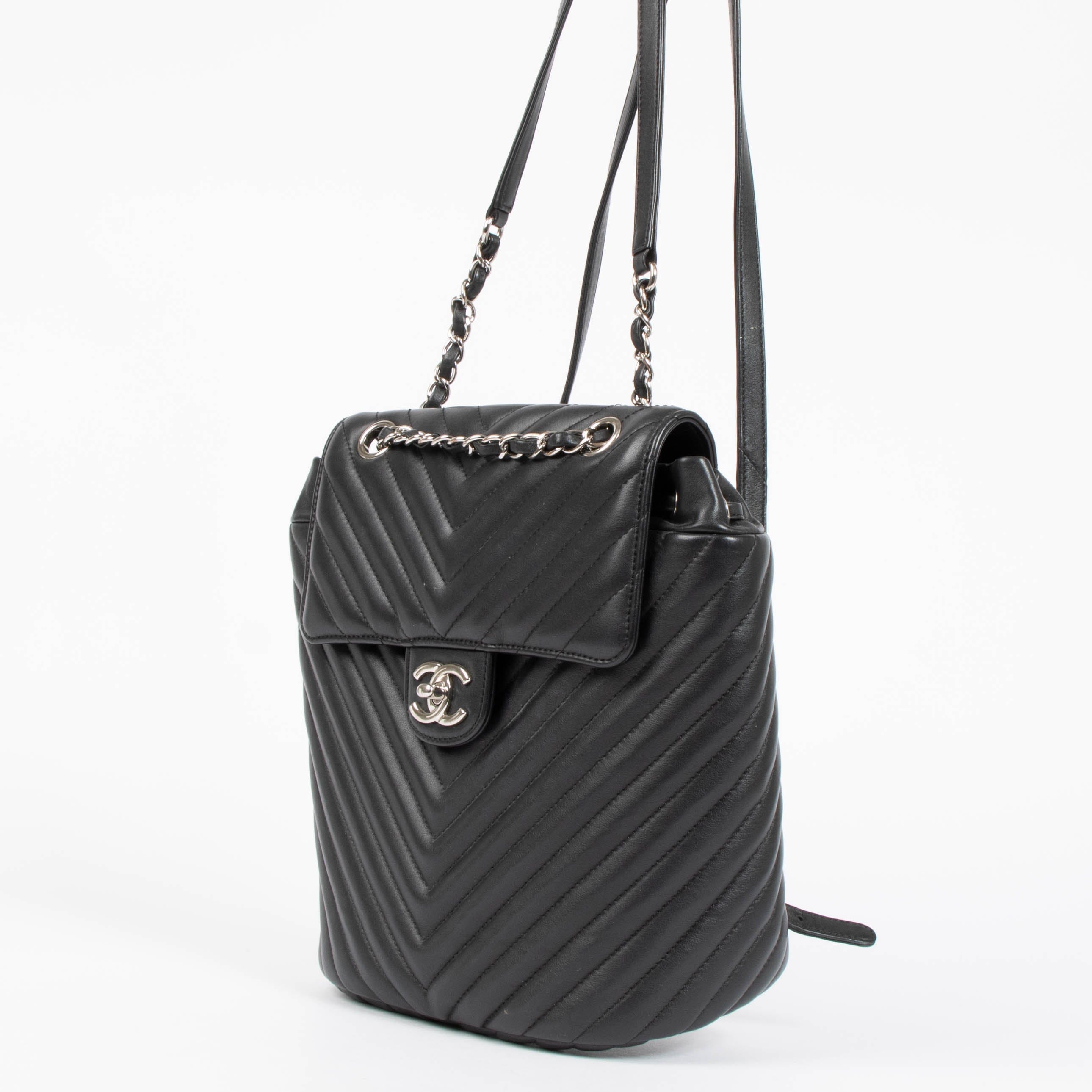 Chanel Black Chevron Urban Spirit Backpack