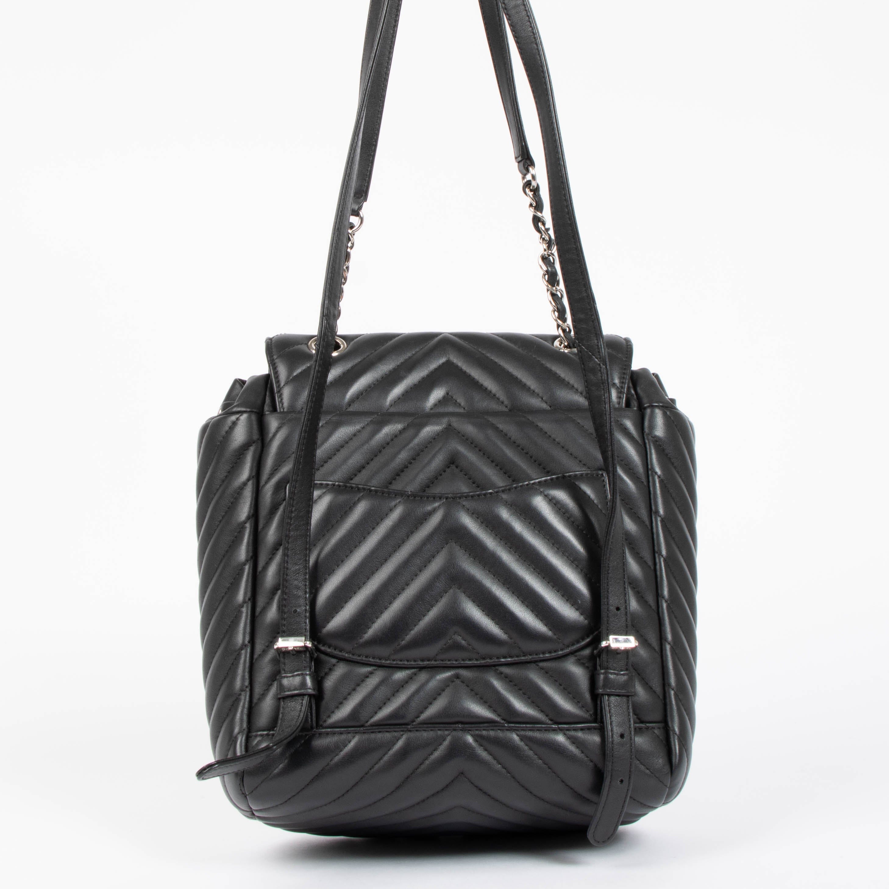 Chanel Black Chevron Urban Spirit Backpack