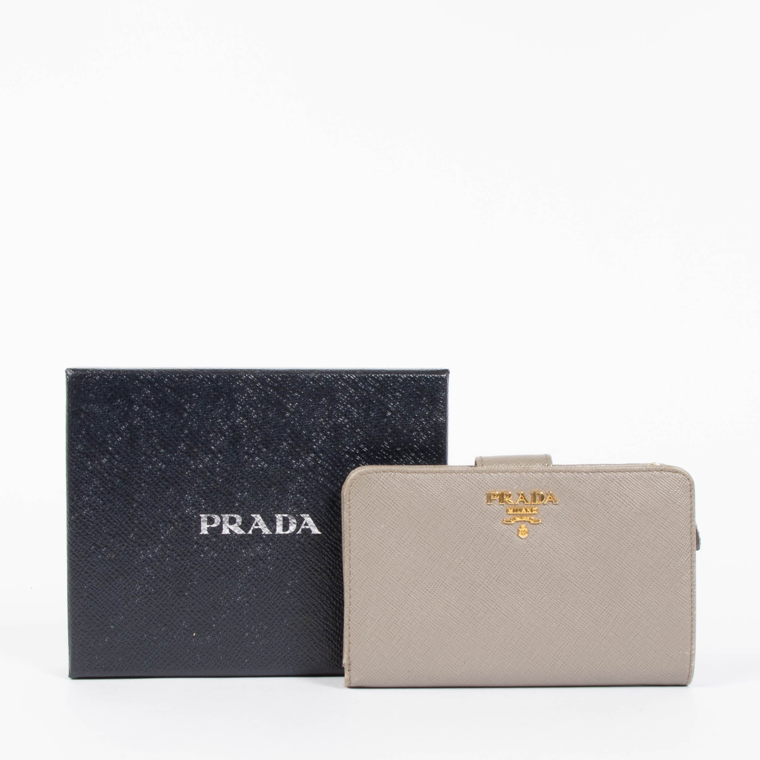 Prada Taupe Saffiano Wallet