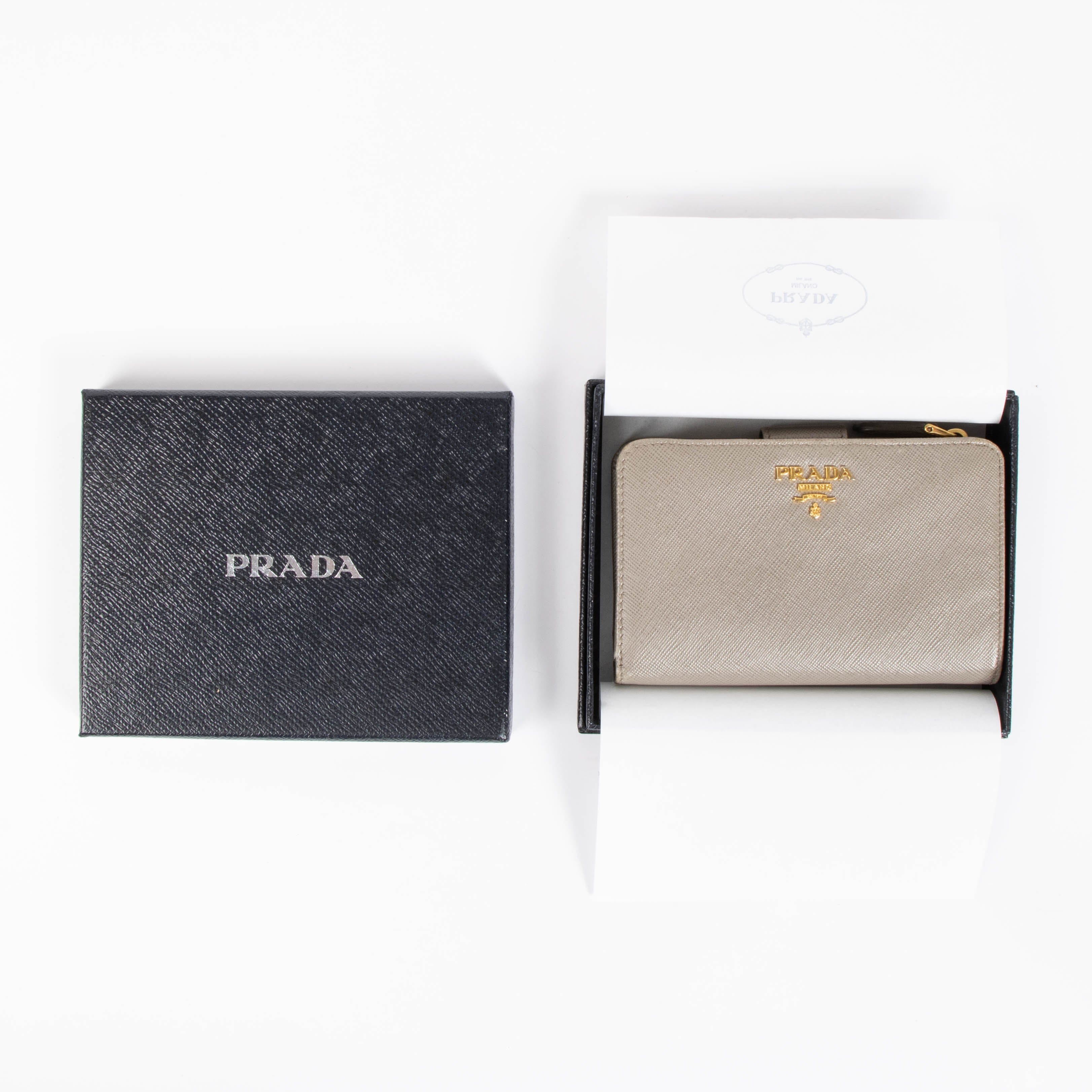 Prada Taupe Saffiano Wallet