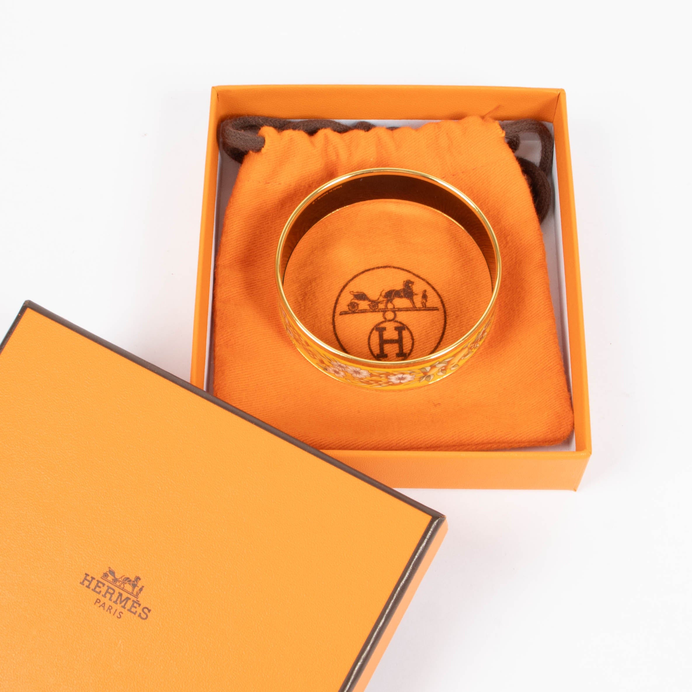 Hermes Enamel Wheat and Fruits Wide Bangle Bracelet