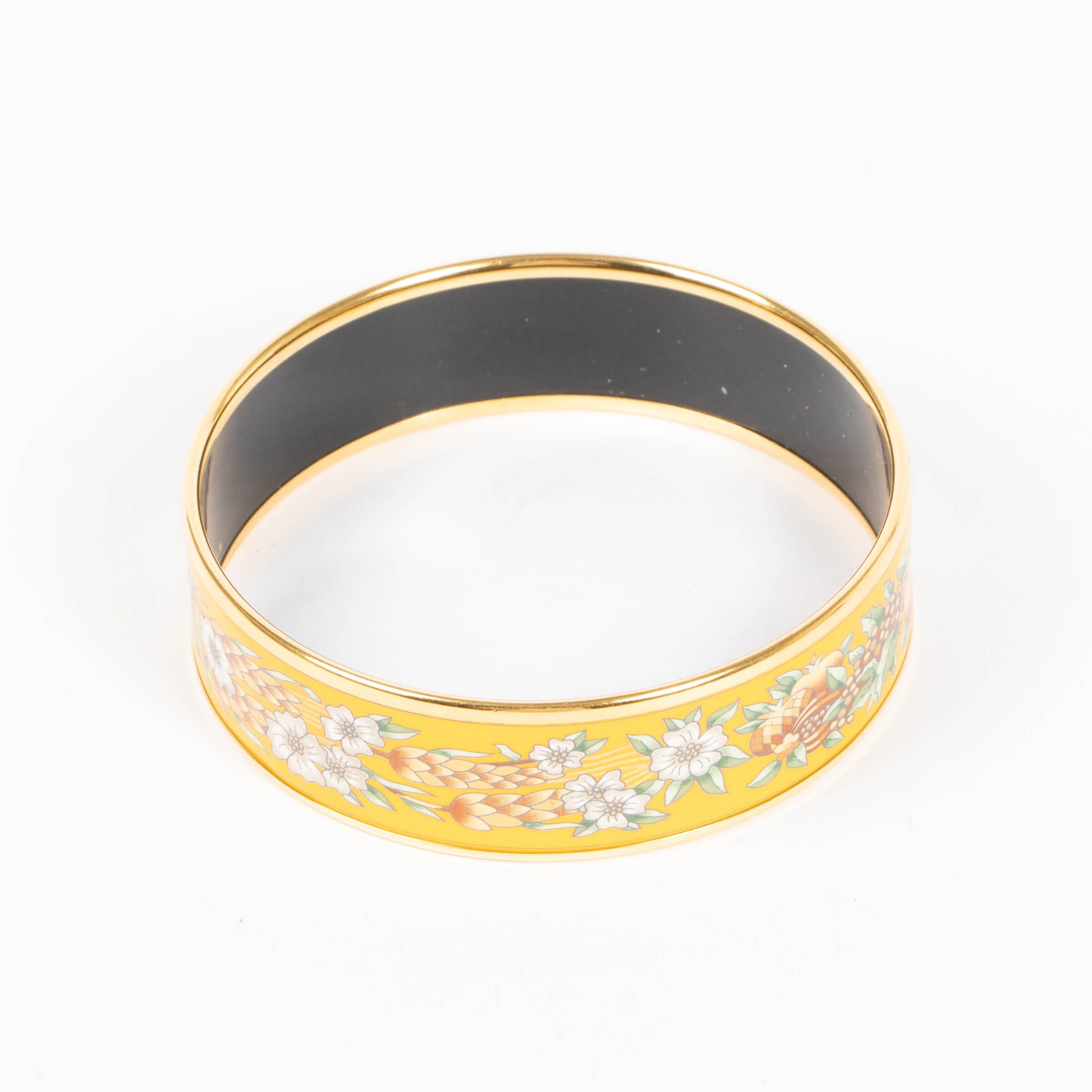 Hermes Enamel Wheat and Fruits Wide Bangle Bracelet