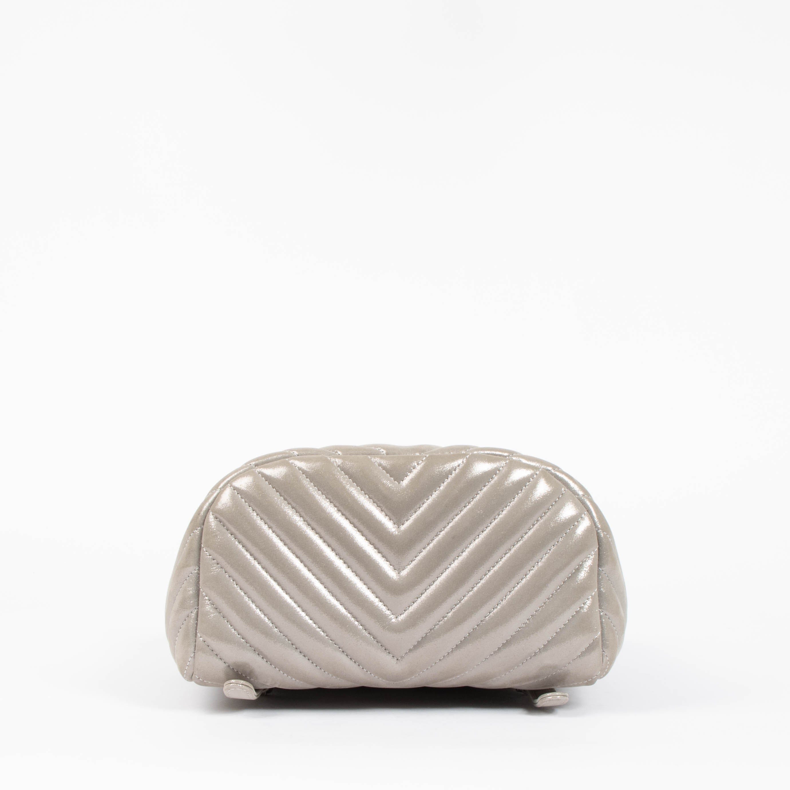 Chanel Metallic Silver Calfskin Chevron Urban Spirit Backpack