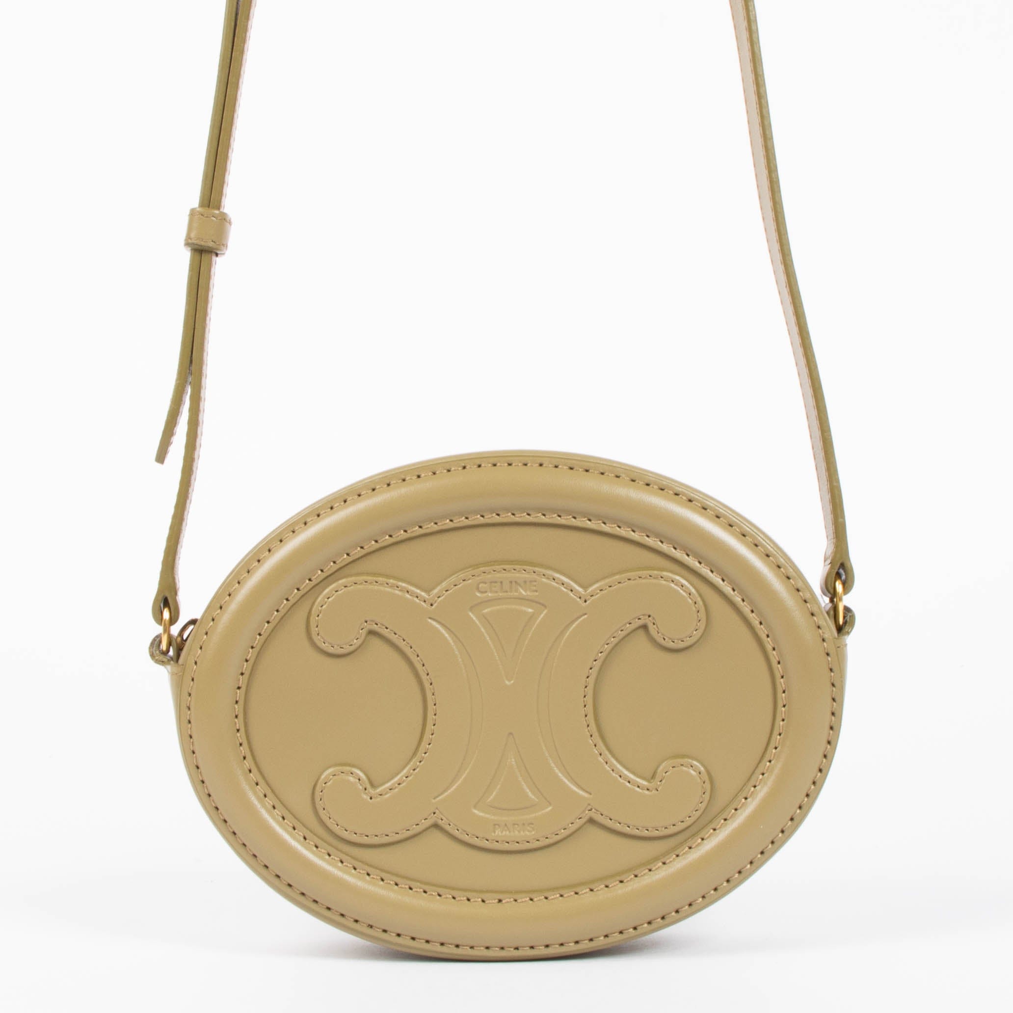 Celine Green Cuir Triomphe Oval Crossbody Bag