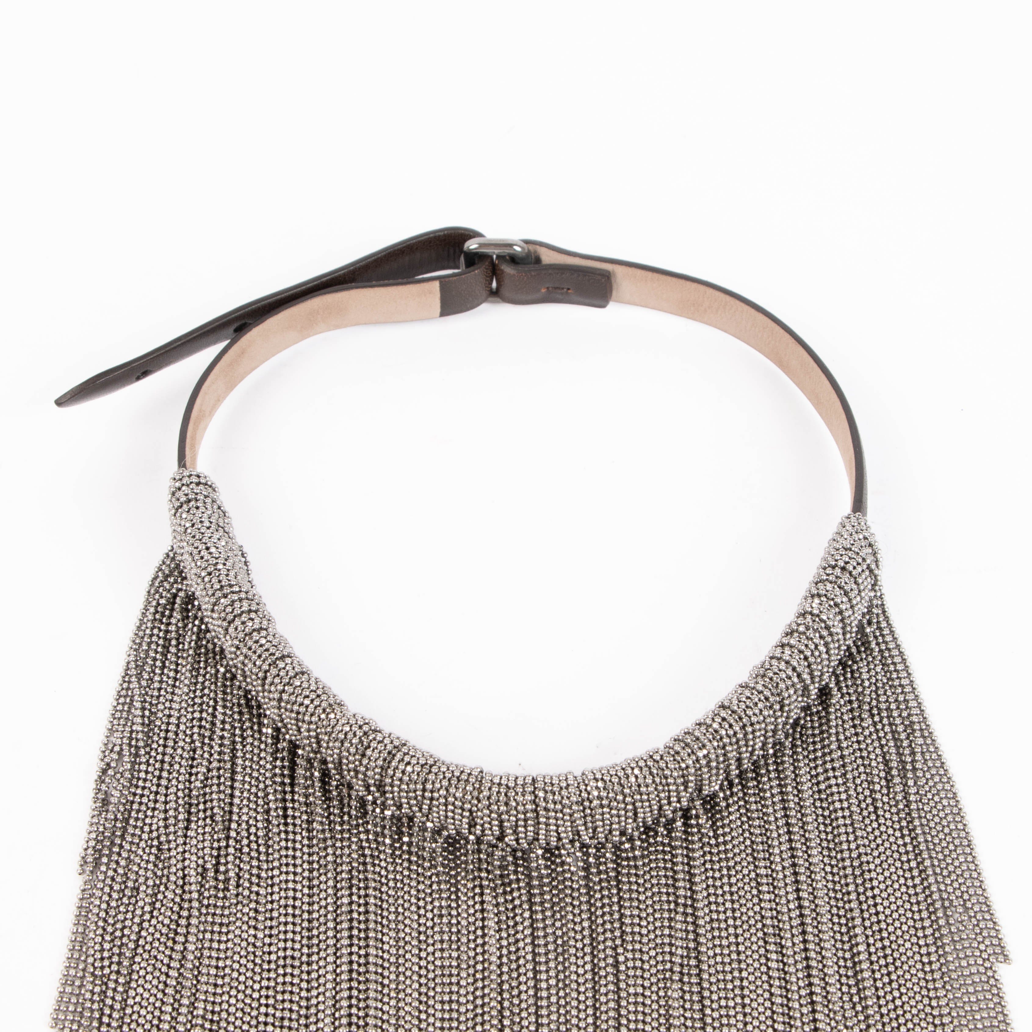 Brunello Cucinelli Silver Monili Metal Fringe Necklace