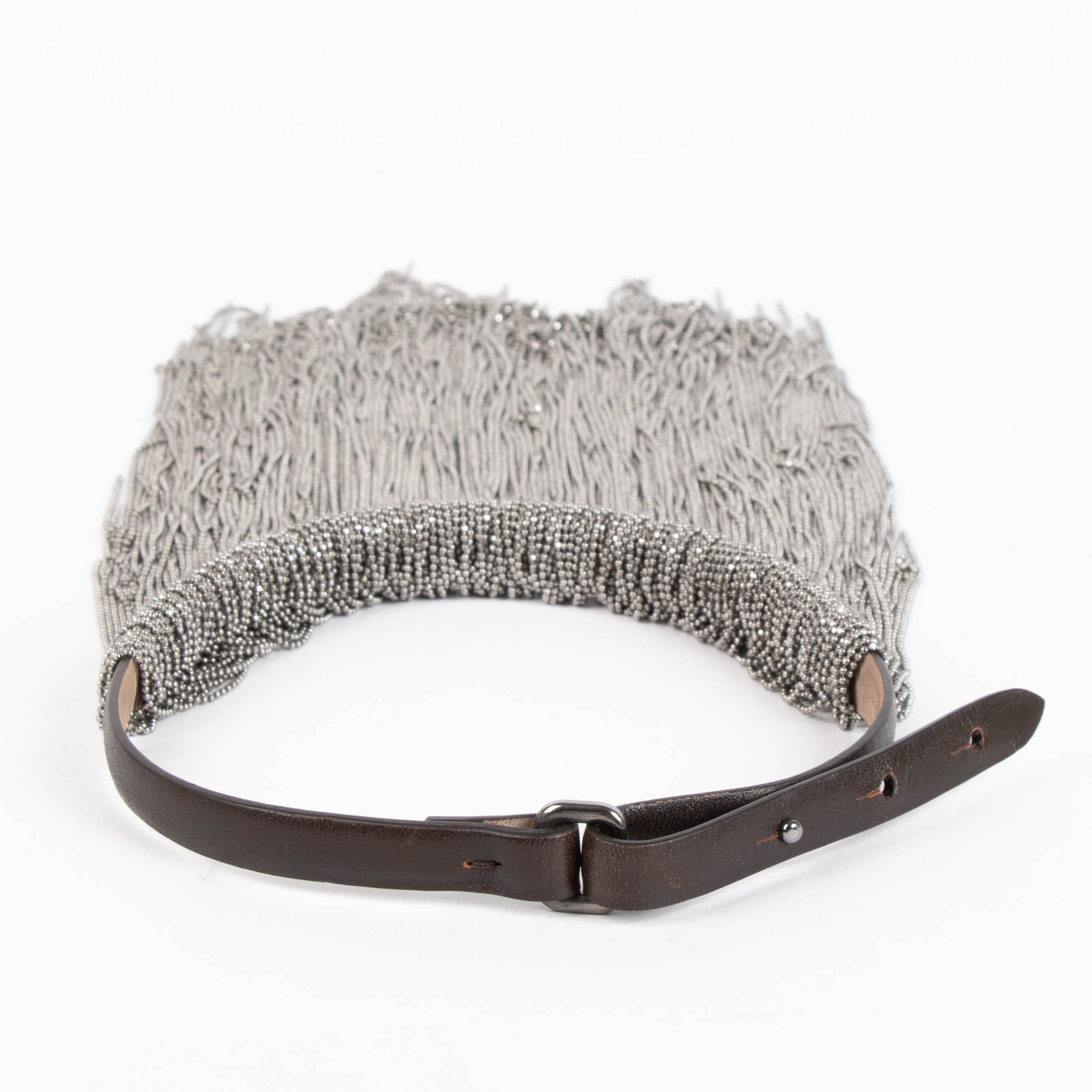 Brunello Cucinelli Silver Monili Metal Fringe Necklace