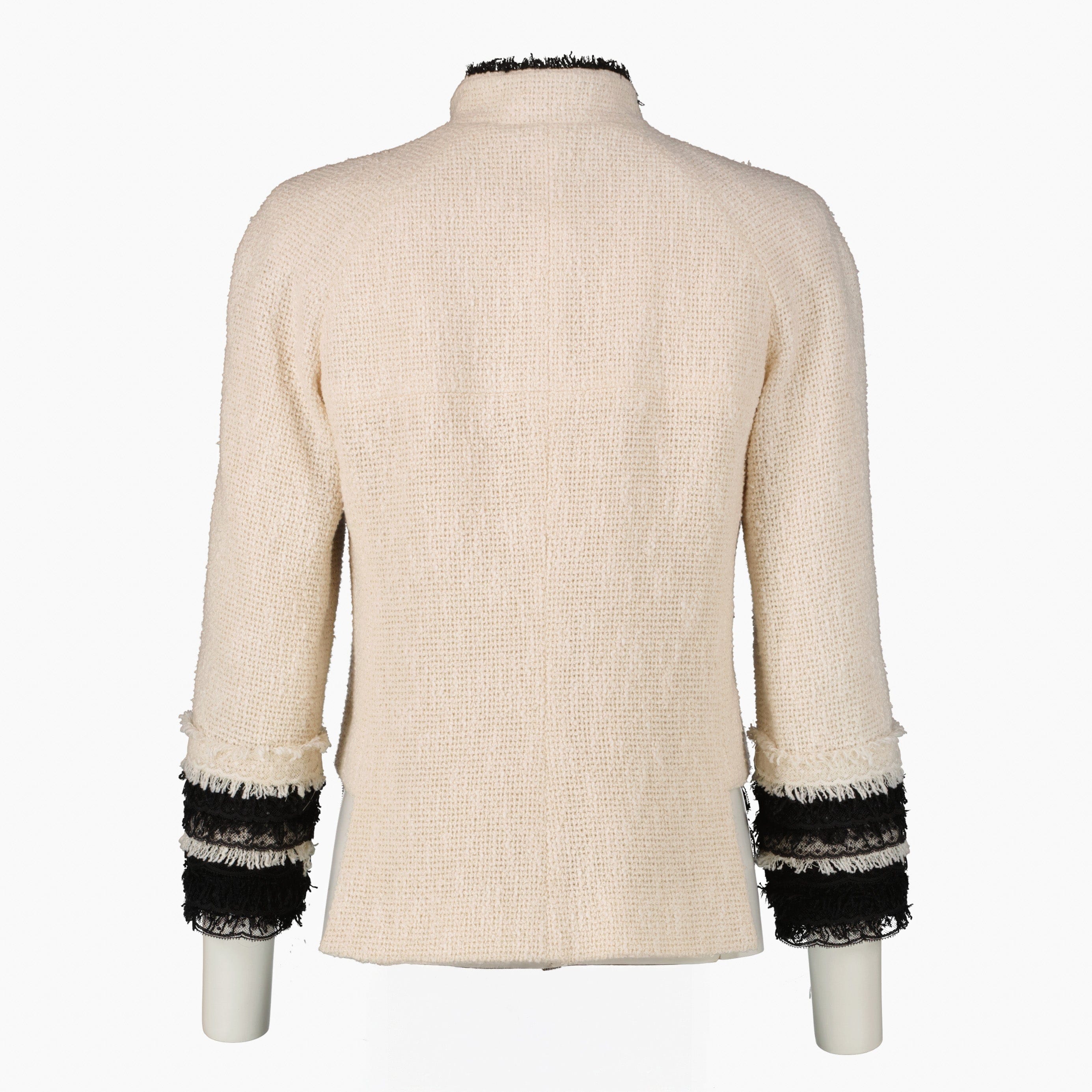 Chanel 10P Black/White Tweed Jacket - Size 34