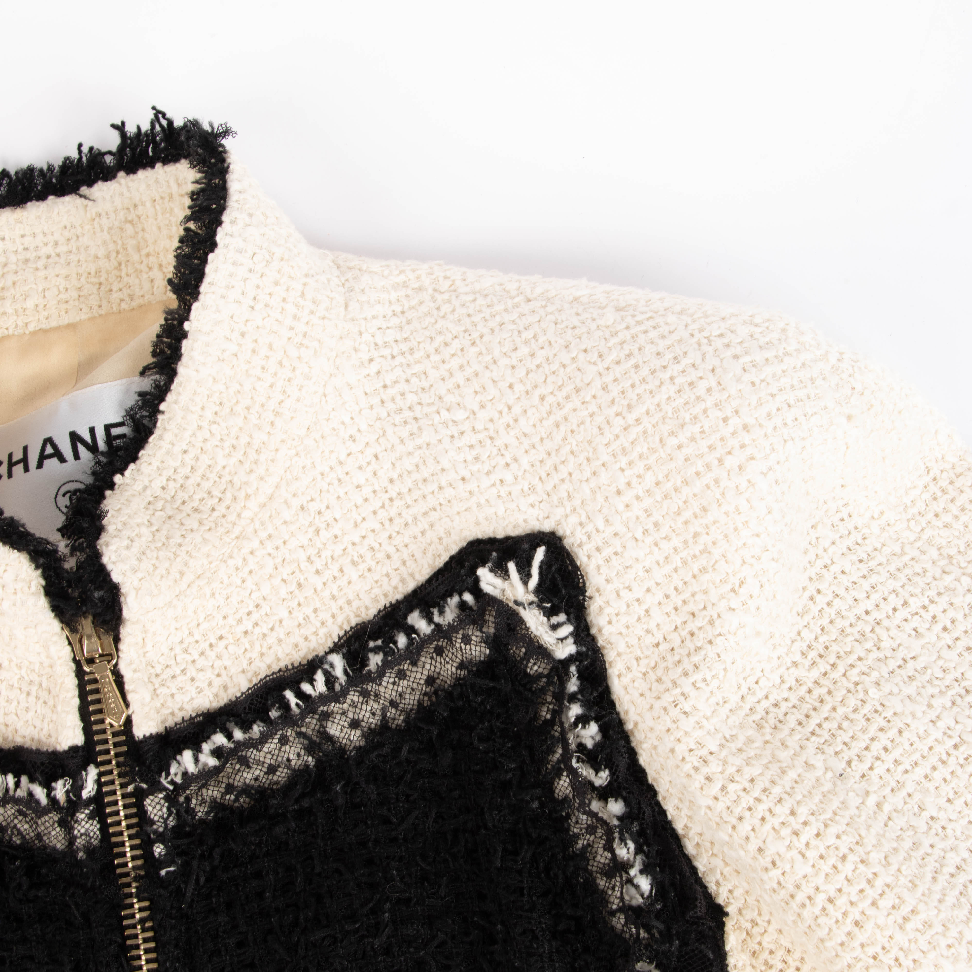 Chanel 10P Black/White Tweed Jacket - Size 34