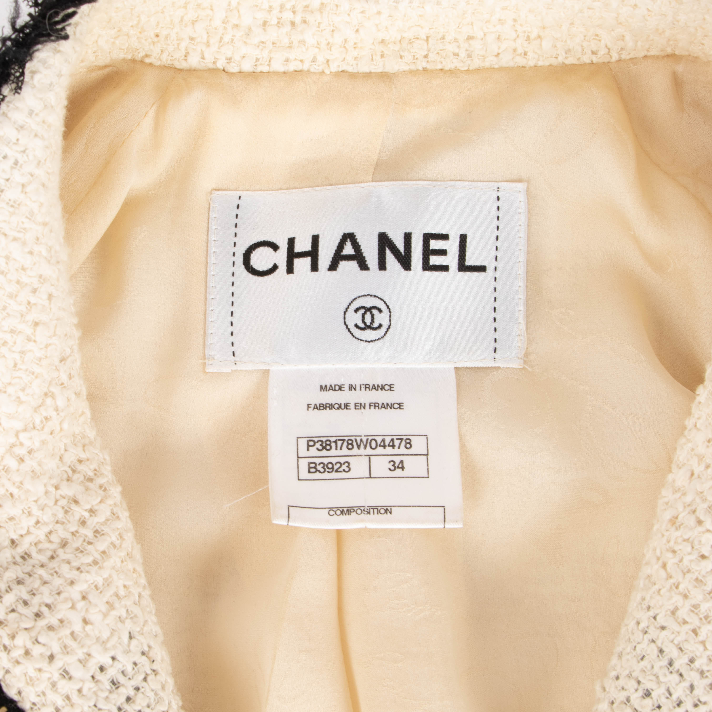 Chanel 10P Black/White Tweed Jacket - Size 34