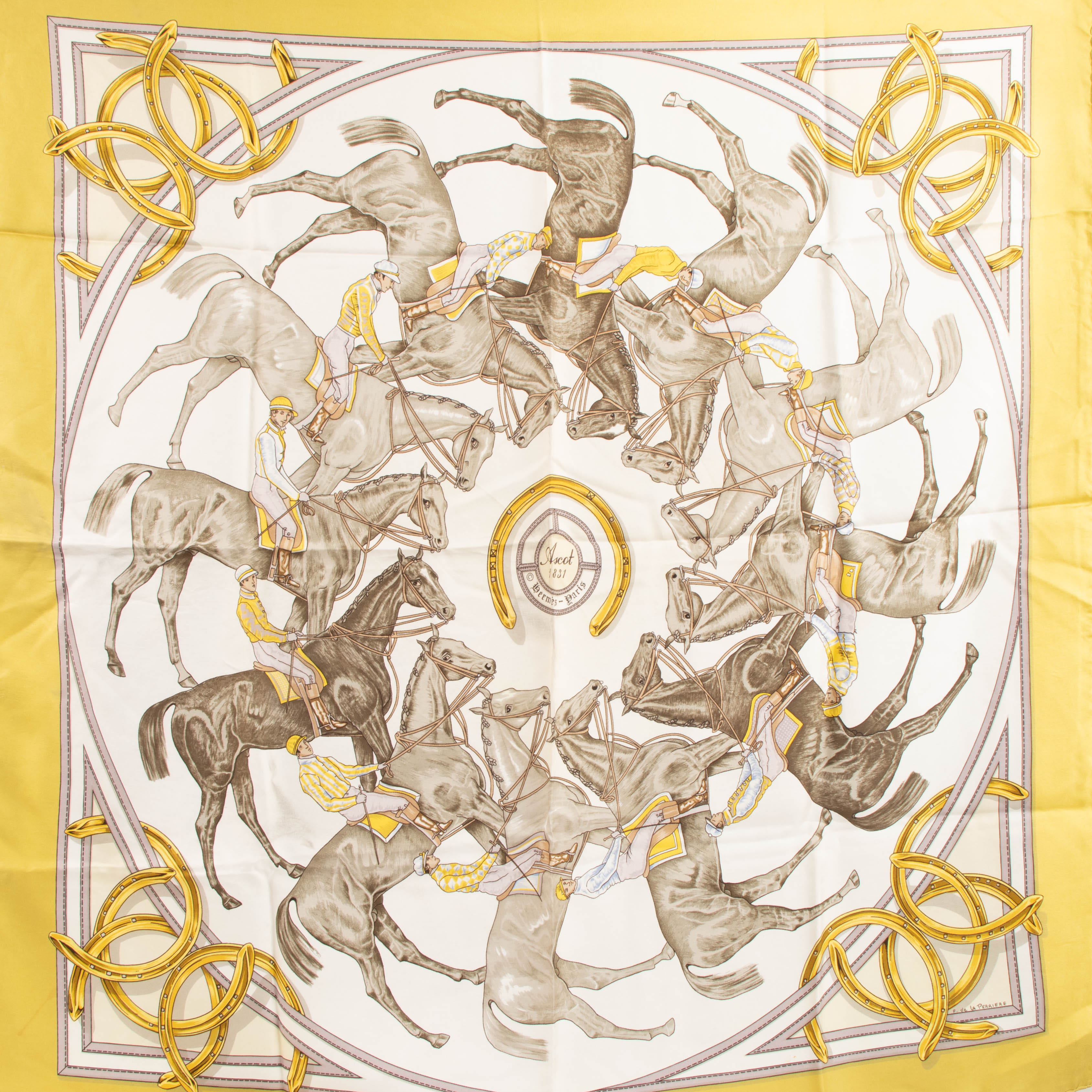 Hermes Carre de Soie 90 Ascot 1831 Scarf