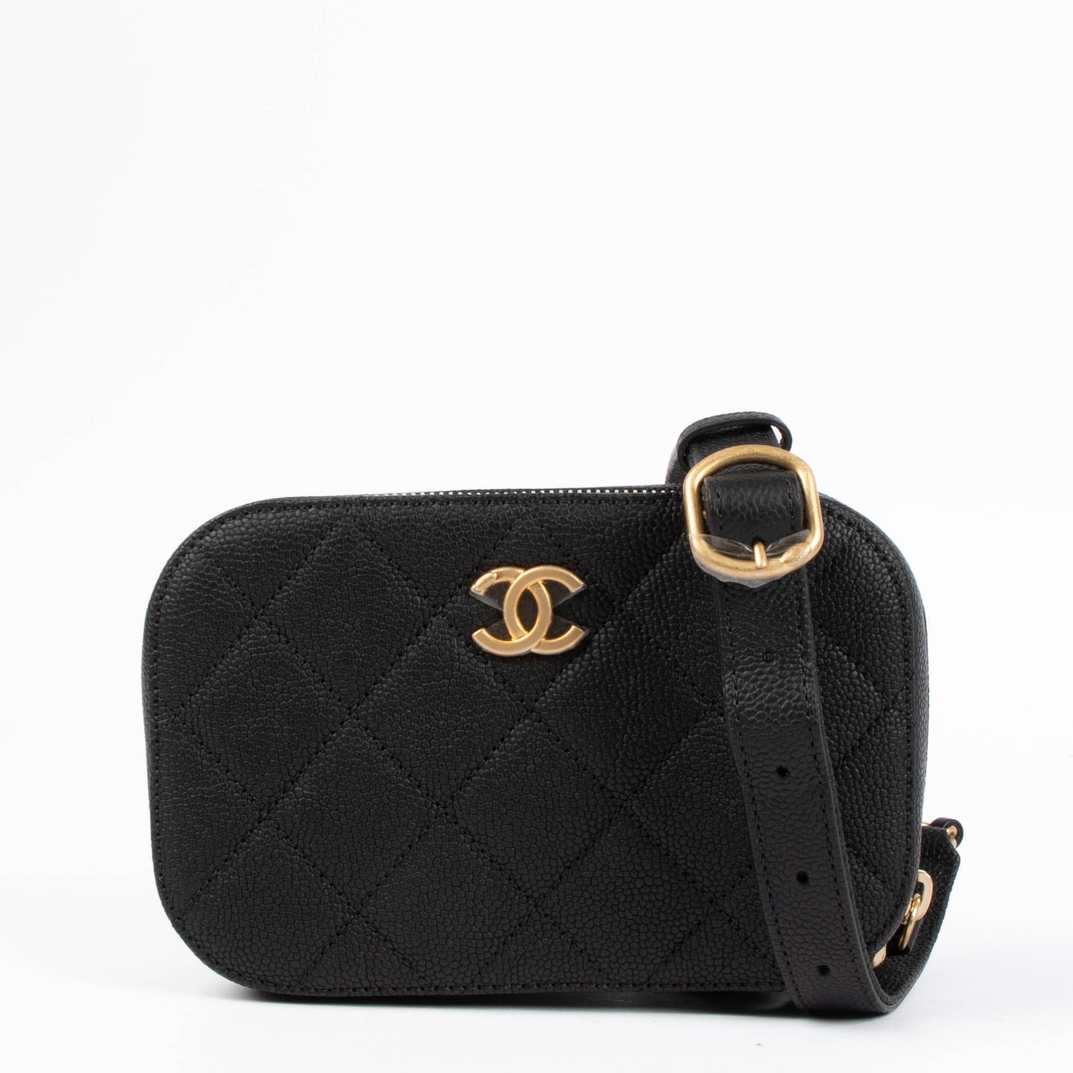 Chanel 19B Black Caviar Belt Bag