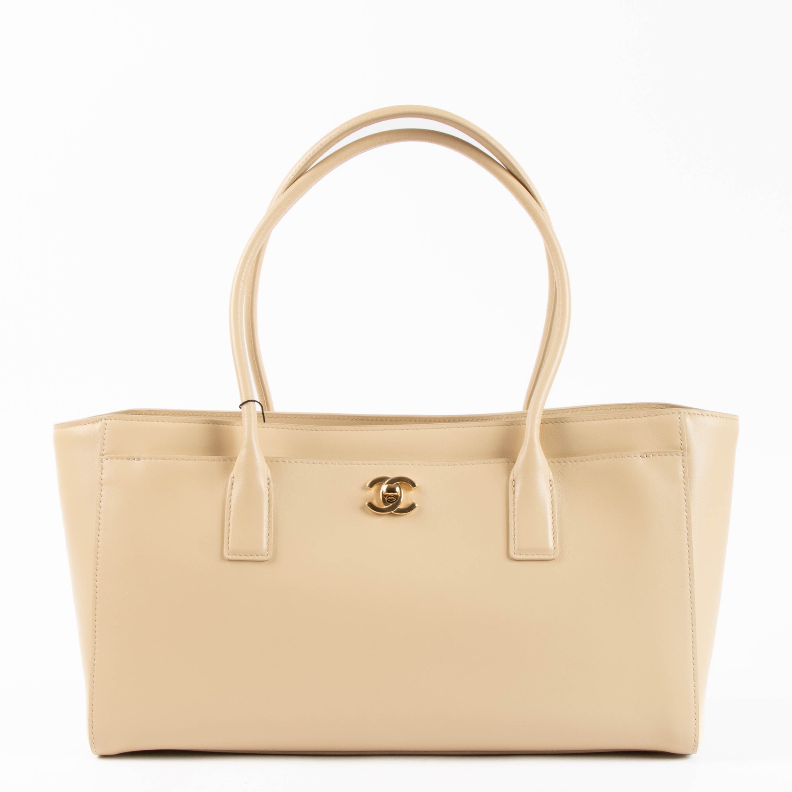 Chanel 26S Beige Leather Cerf Executive Small Tote Bag