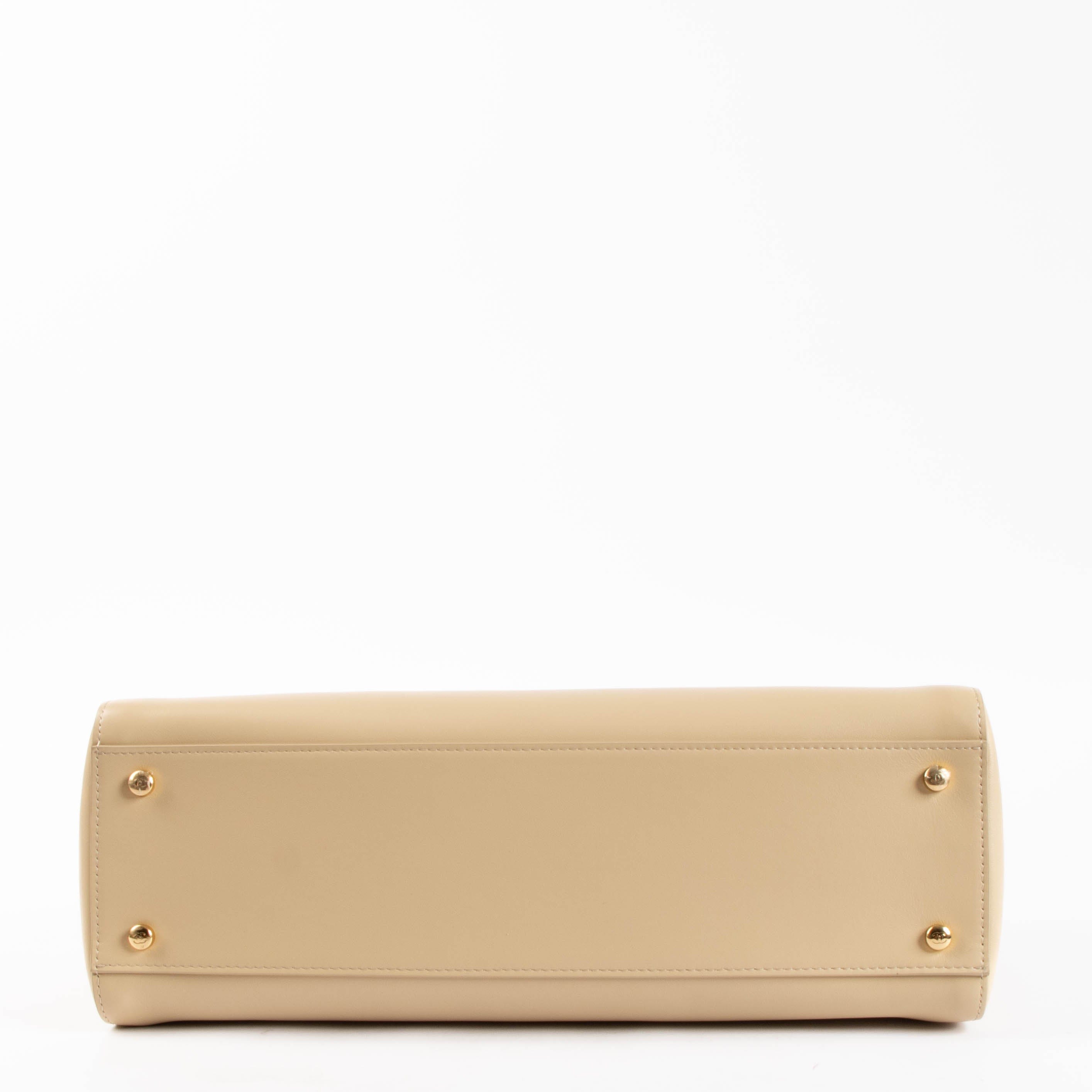 Chanel 26S Beige Leather Cerf Executive Small Tote Bag