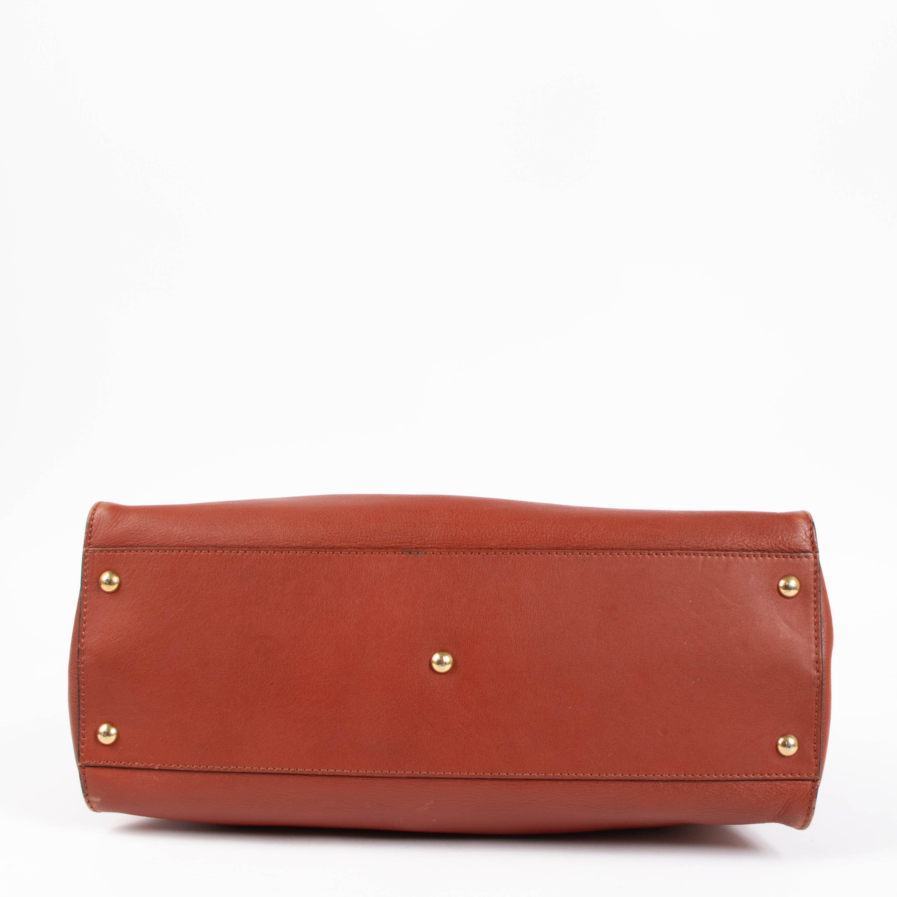 Fendi Rust Leather Large Peekaboo Handbag