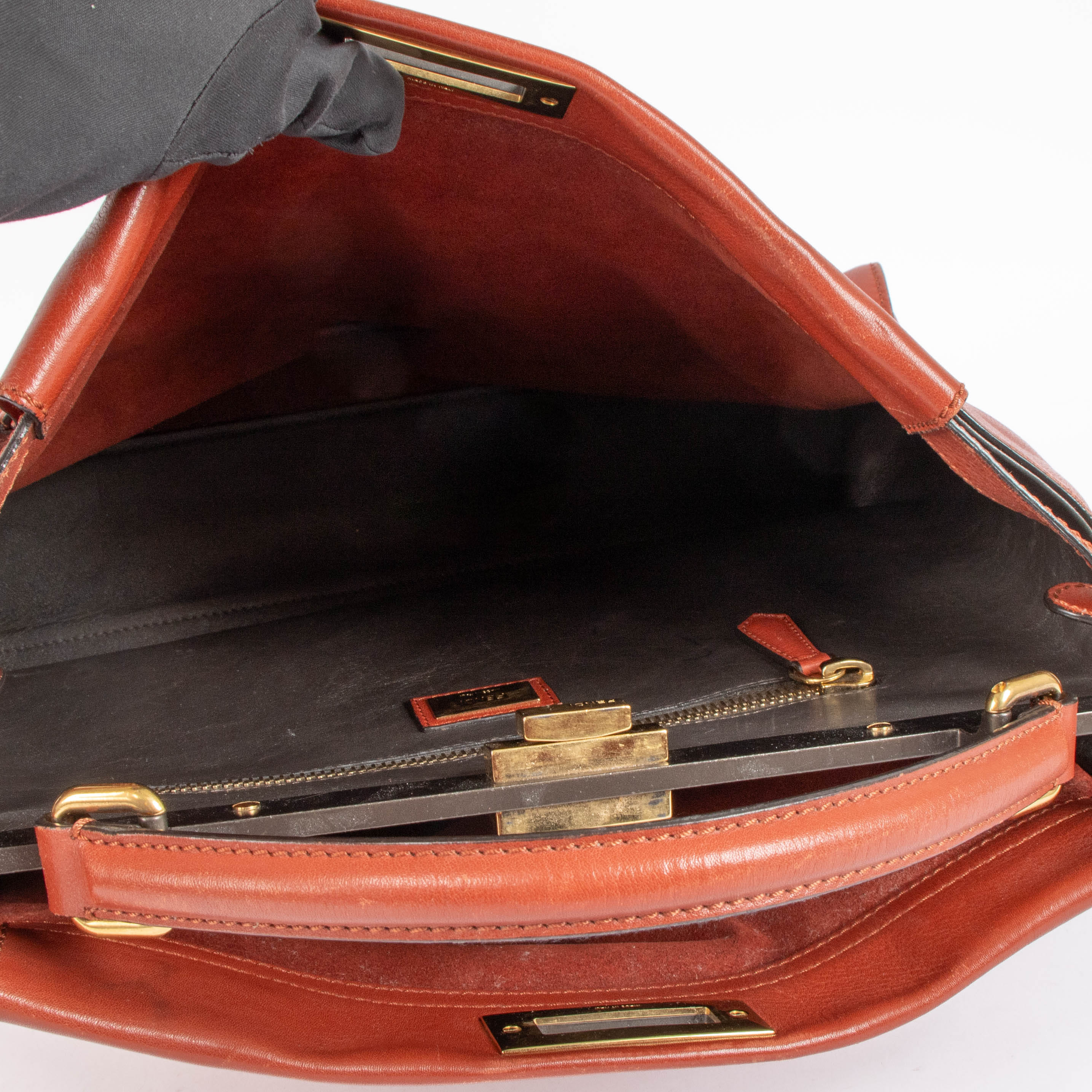 Fendi Rust Leather Large Peekaboo Handbag