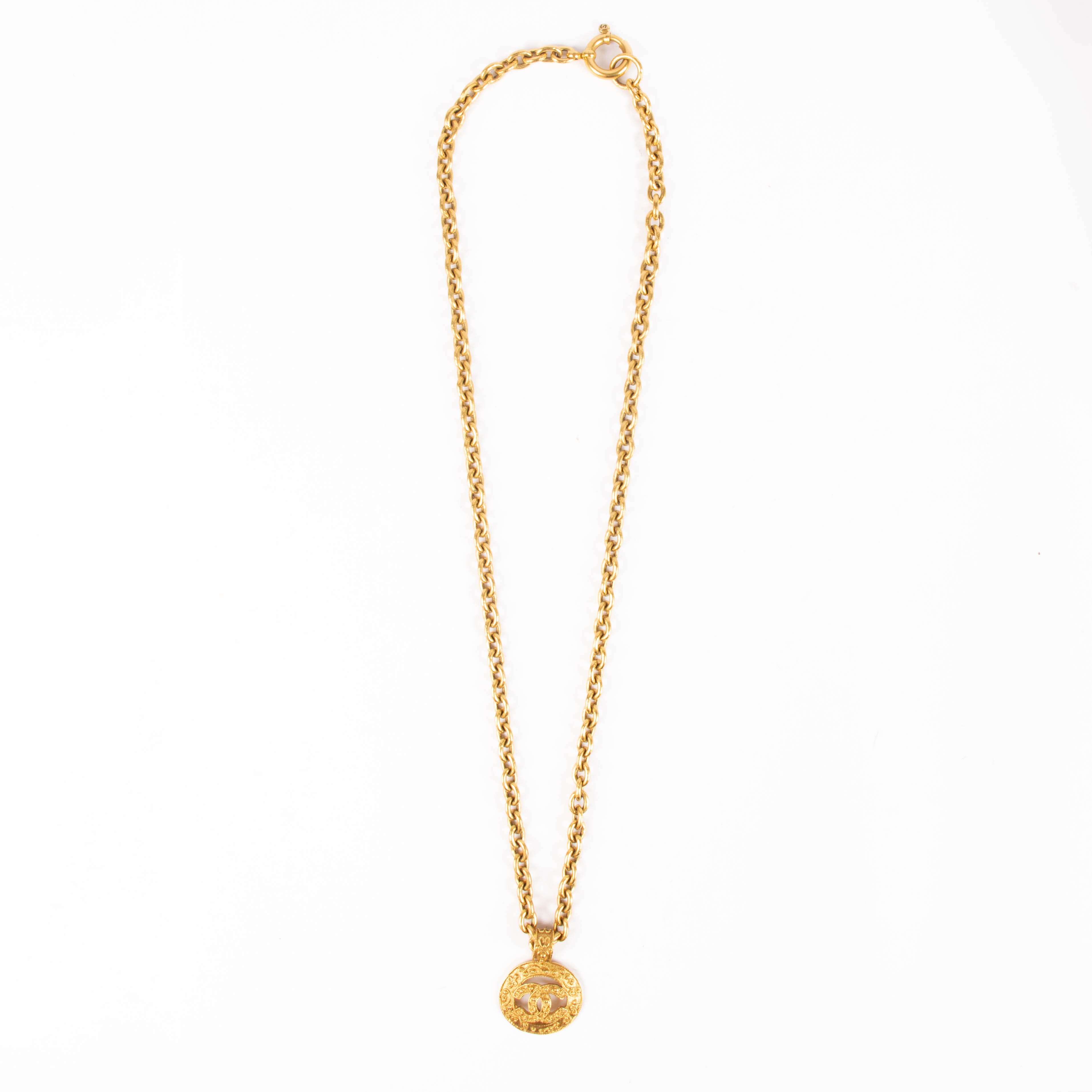 Chanel 94A Gold Plated Vintage CC Necklace