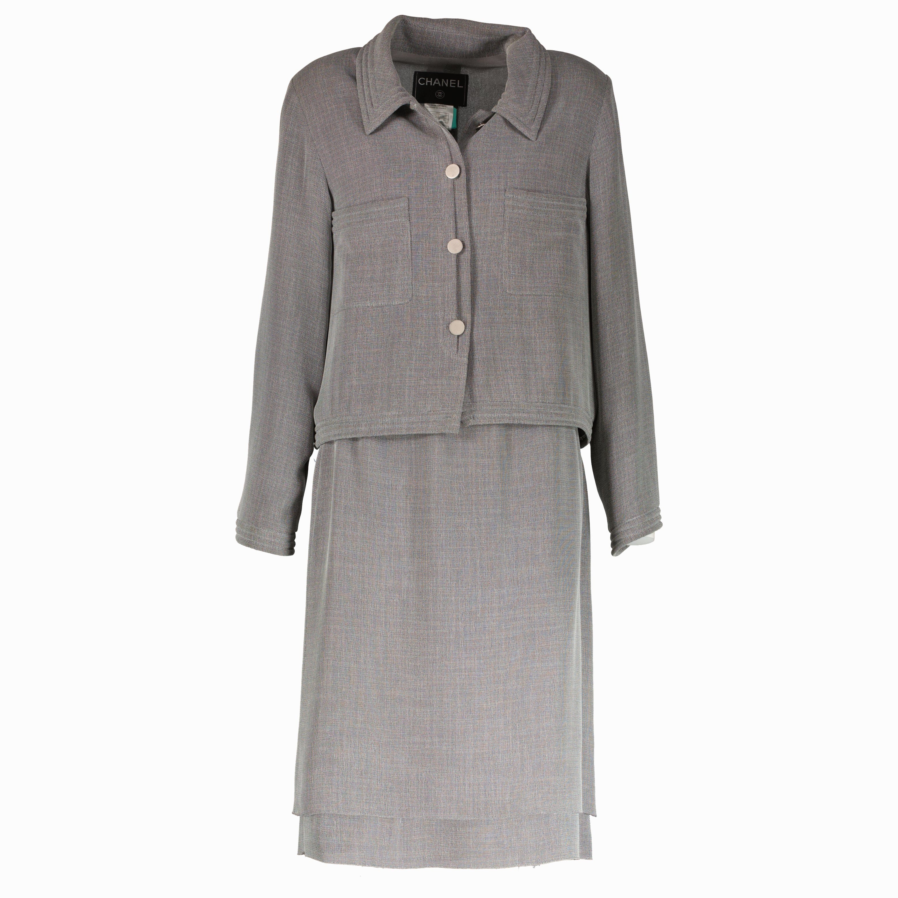Chanel 99P Grey Jacket/Skirt Set