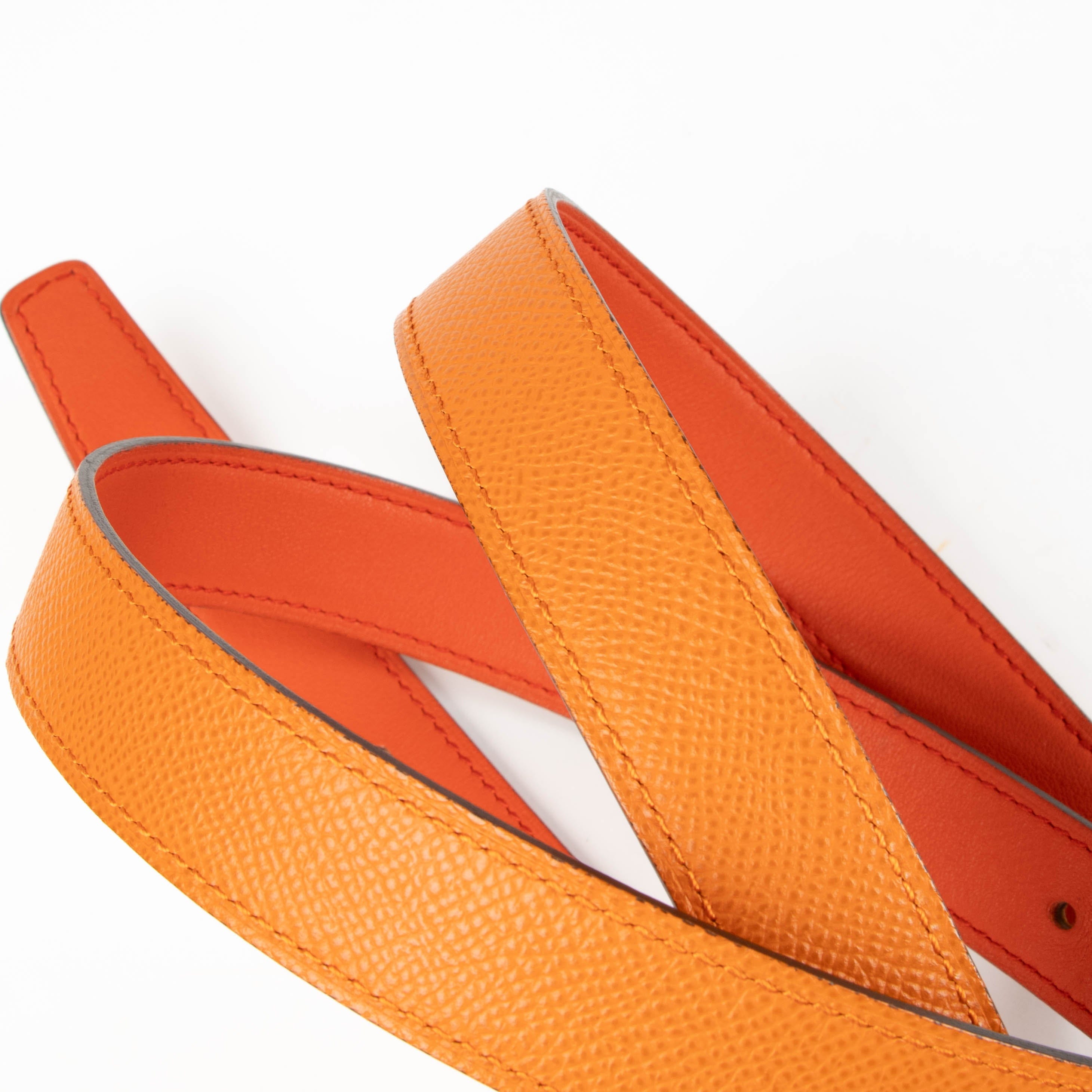 Hermes Orange/Capucines Epsom/Swift Reversible Belt Strap - Size 90