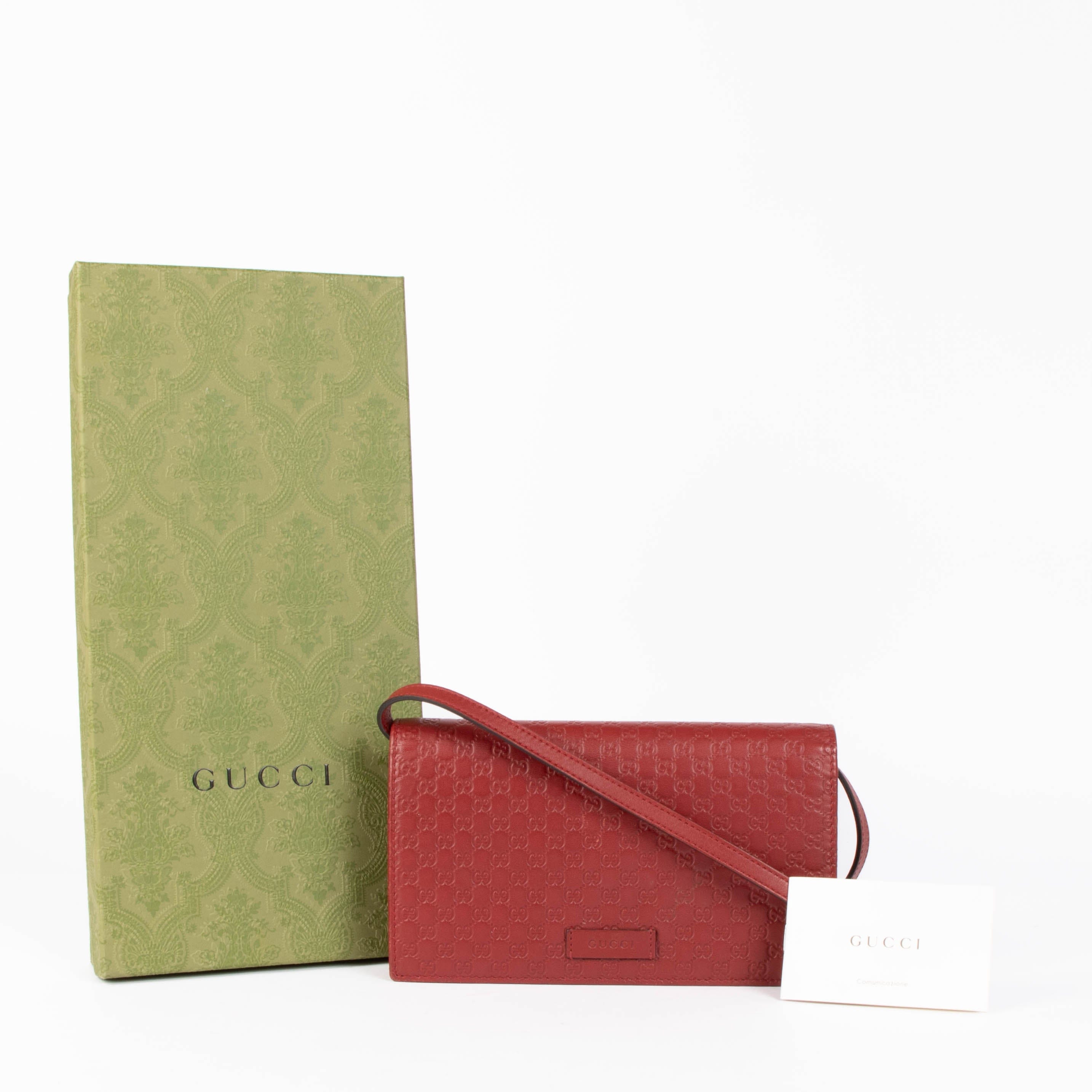 Gucci Red Guccissima Wallet With Strap