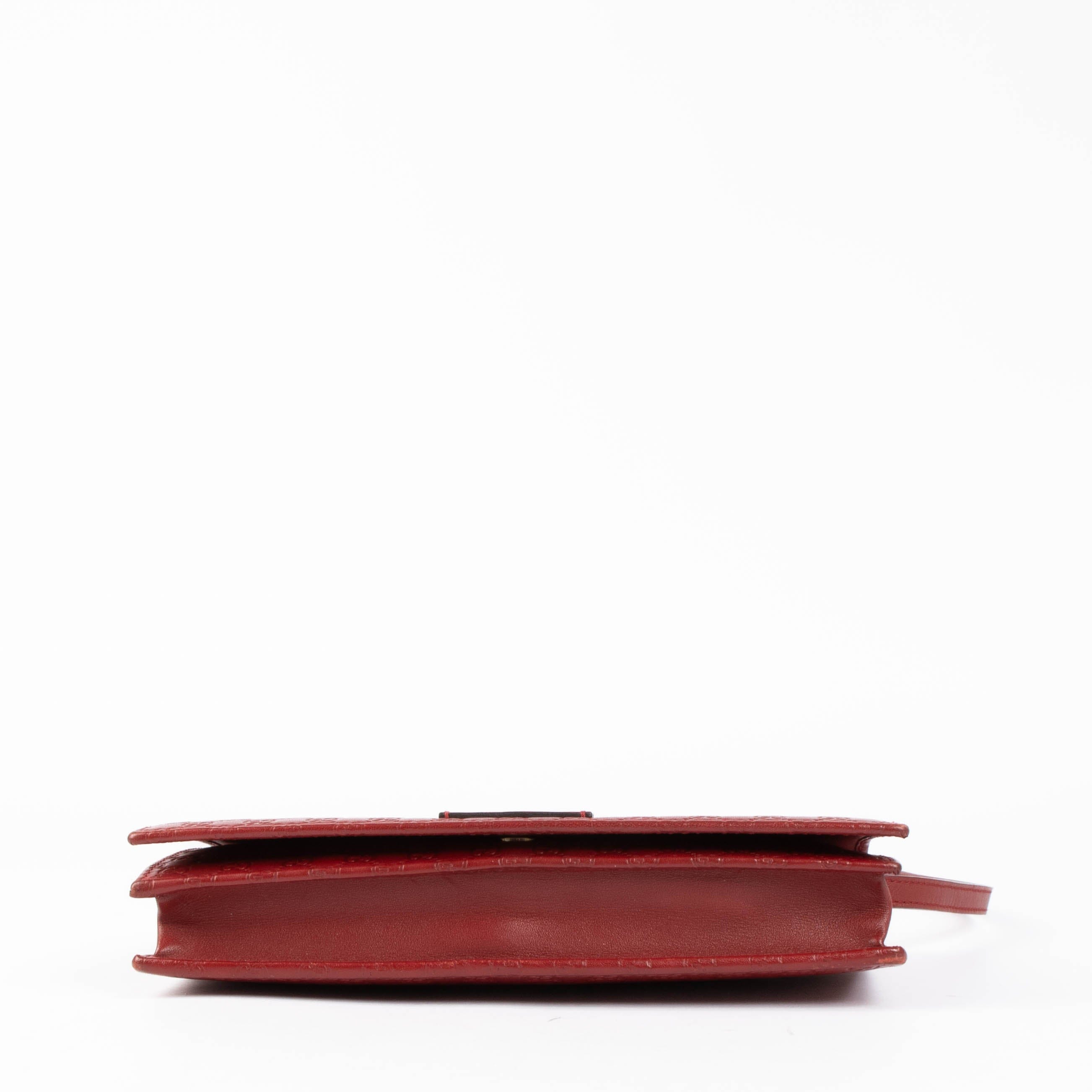 Gucci Red Guccissima Wallet With Strap
