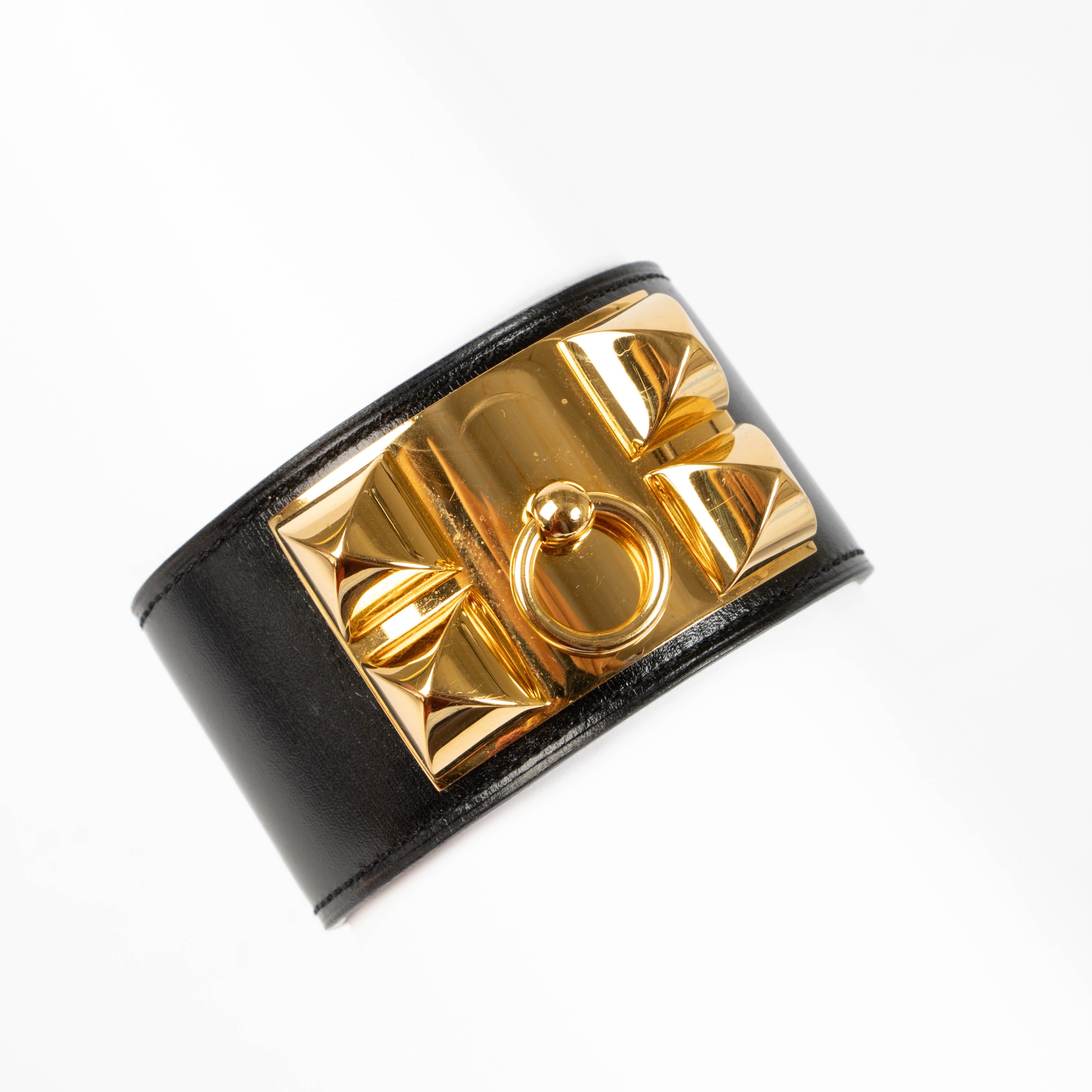 Hermes Black Box Collier de Chien Bracelet - Size L