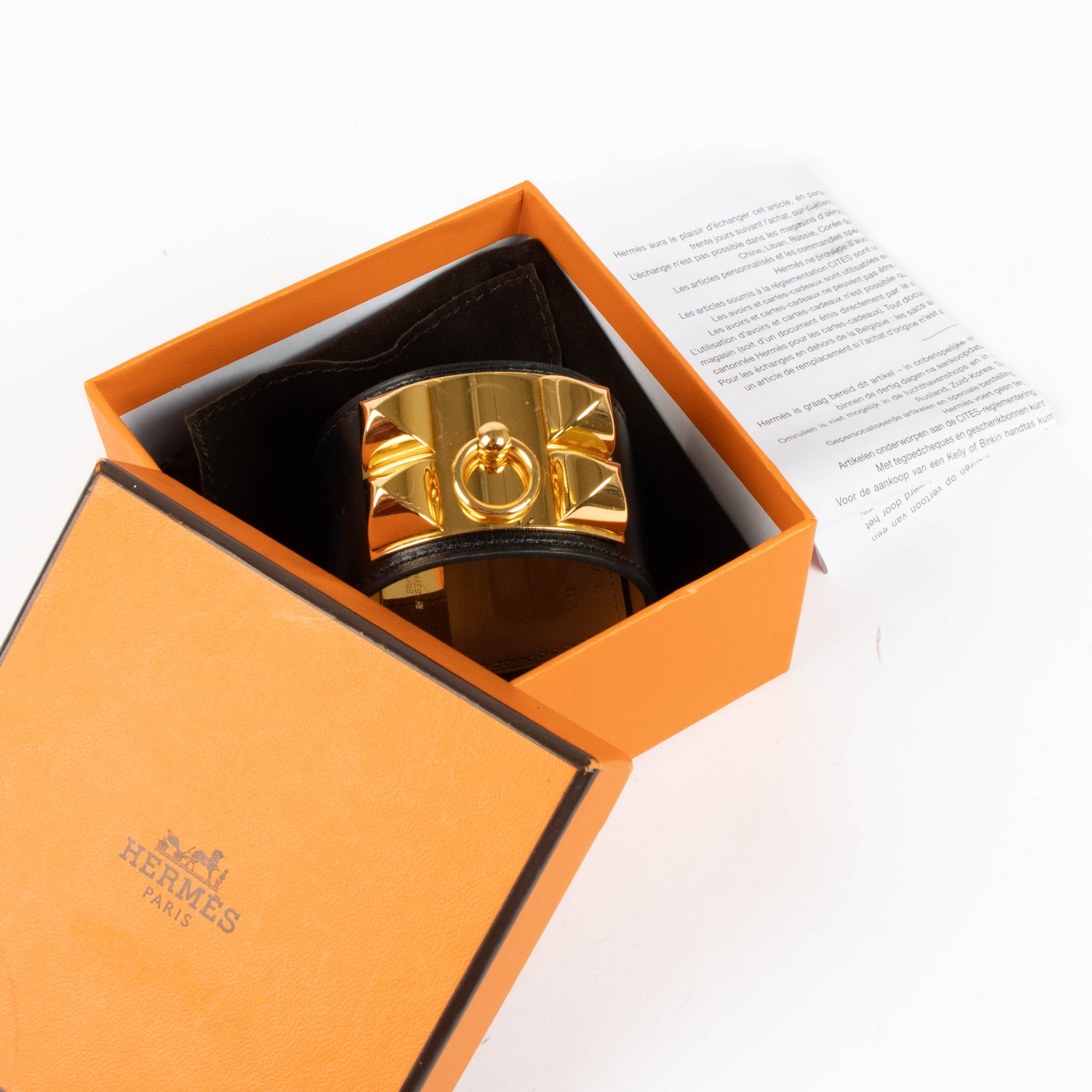 Hermes Black Box Collier de Chien Bracelet - Size L
