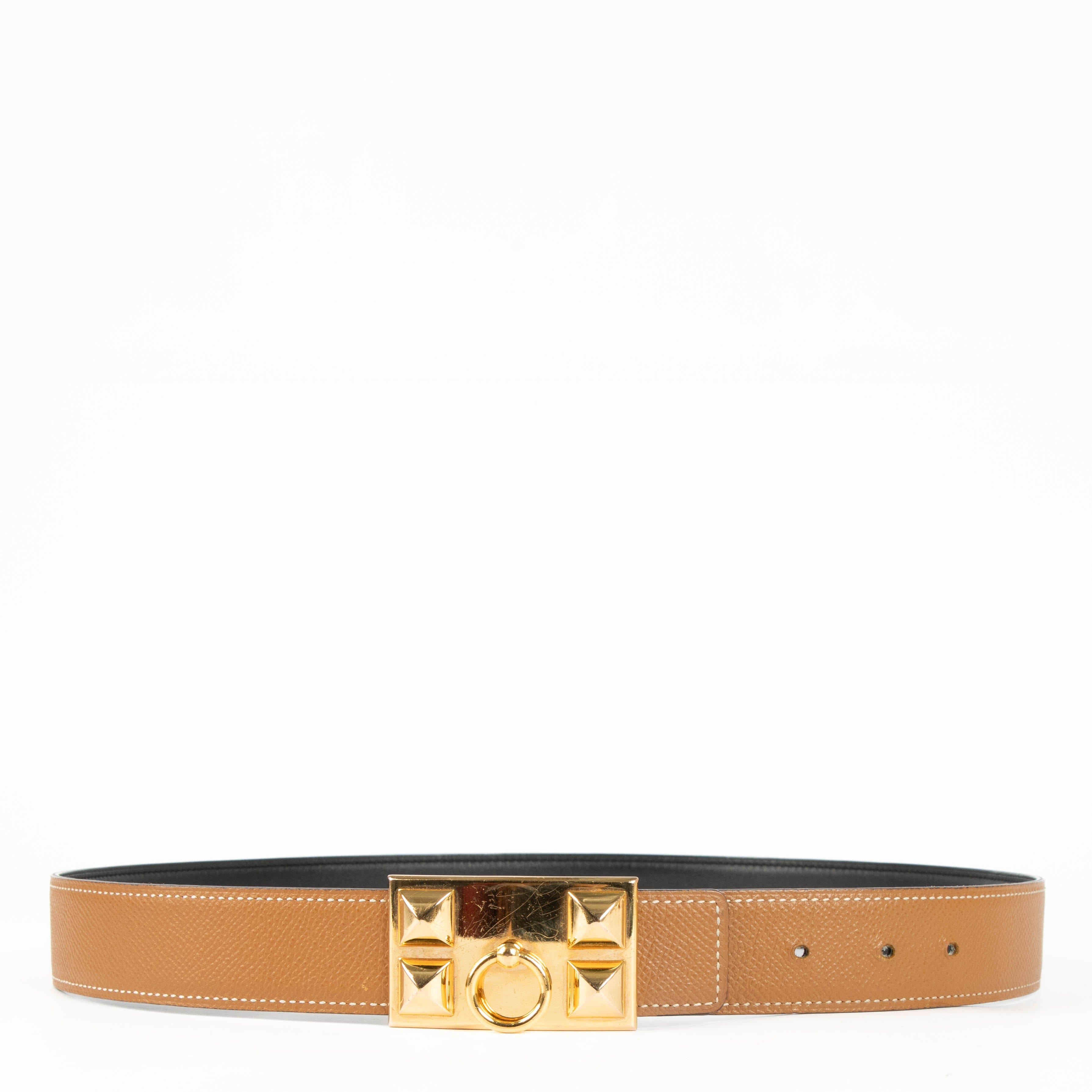 Hermes Gold Epsom Collier de Chien Buckle Reversible Belt