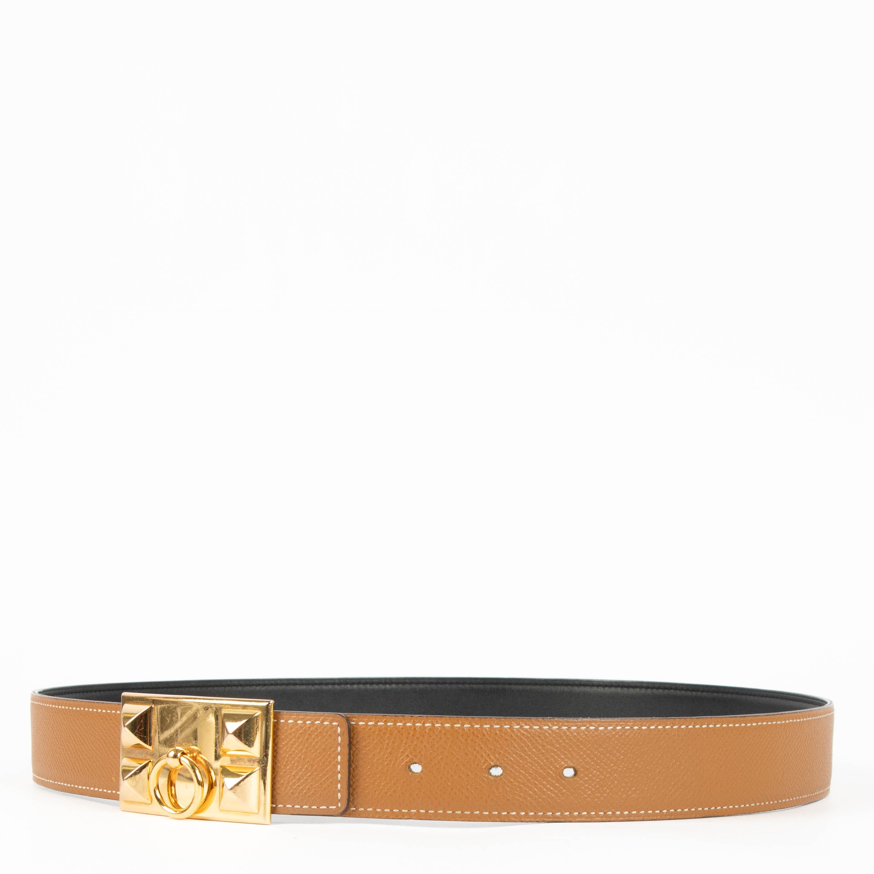 Hermes Gold Epsom Collier de Chien Buckle Reversible Belt