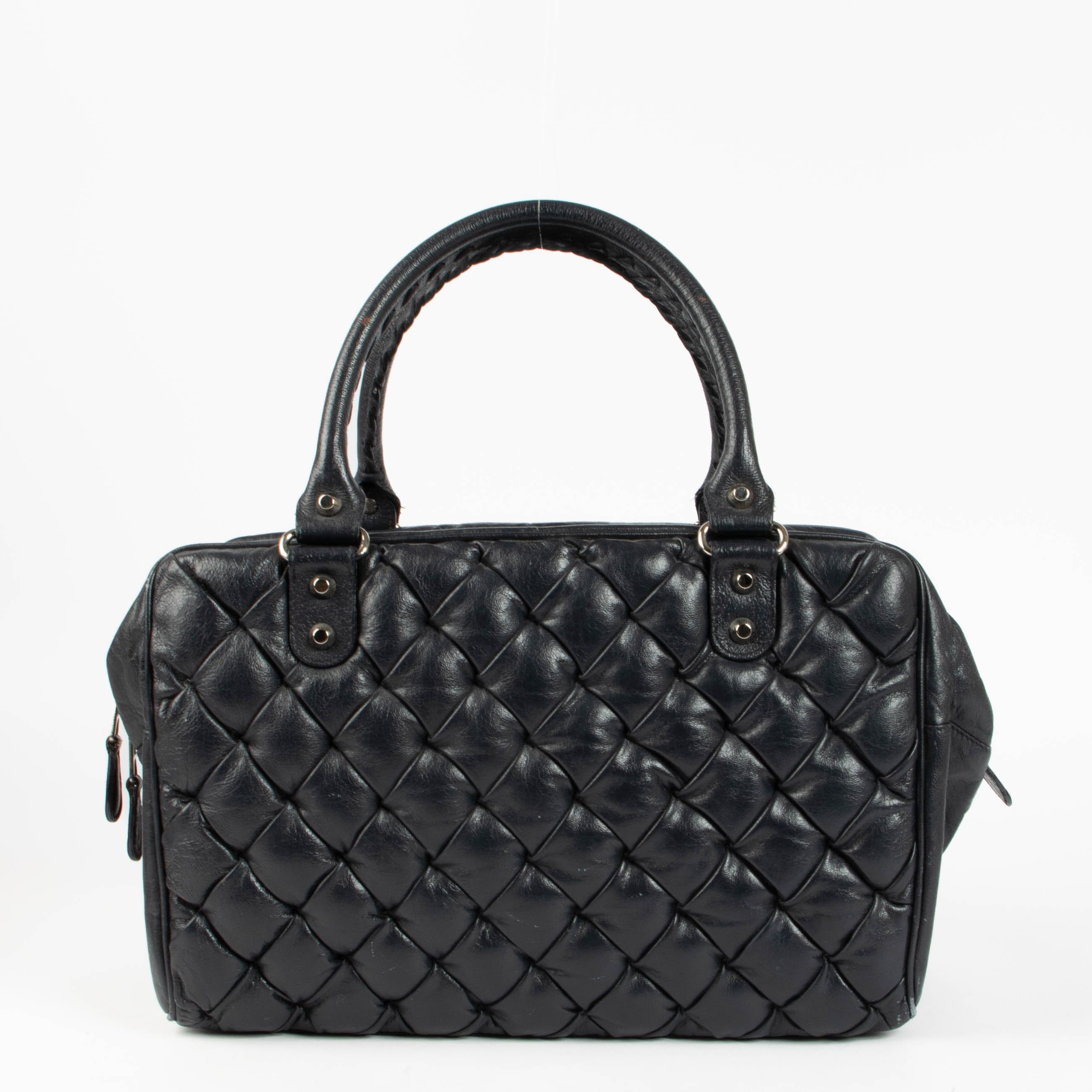 Balenciaga Blue Leather Quilted Plombe Shoulder Bag