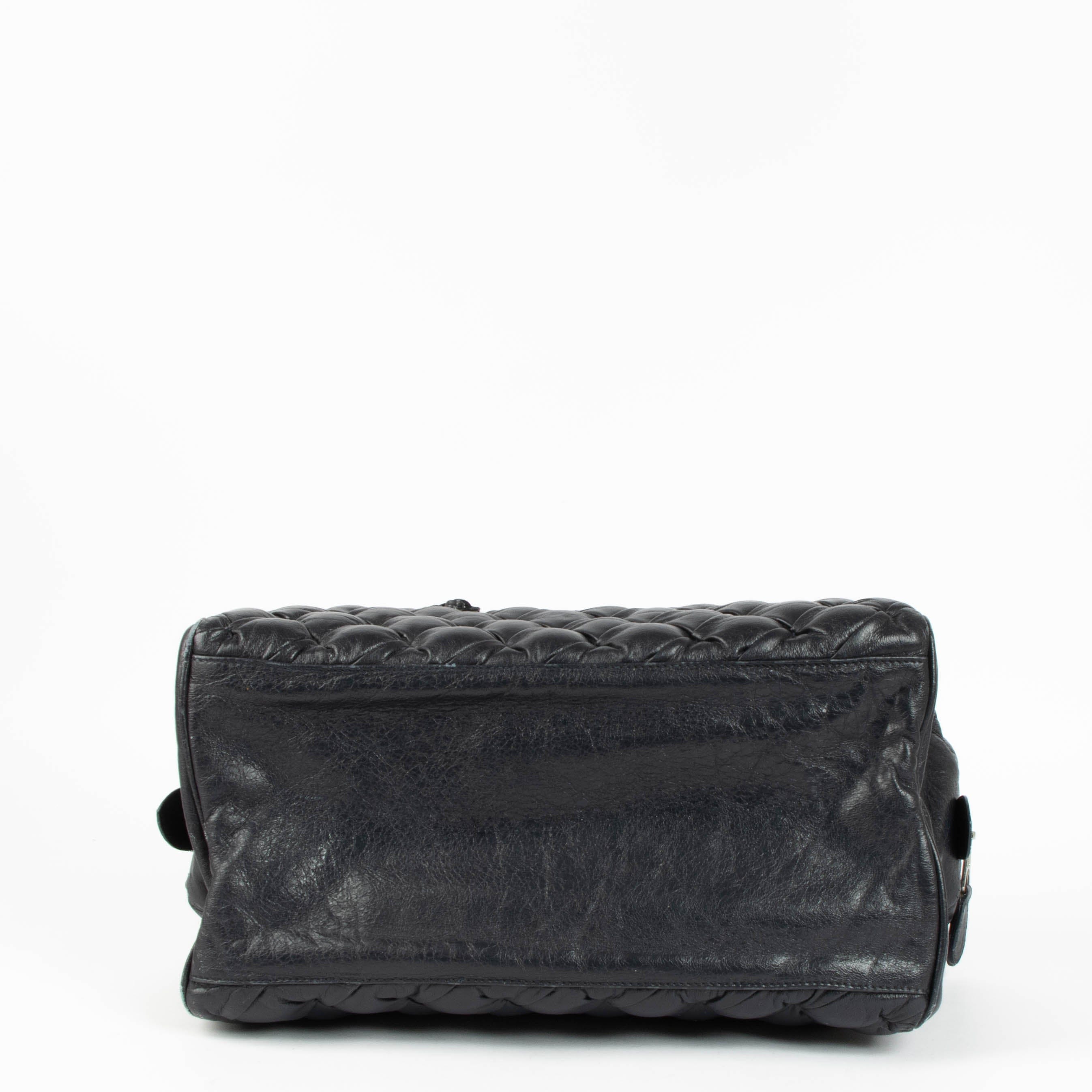 Balenciaga Blue Leather Quilted Plombe Shoulder Bag