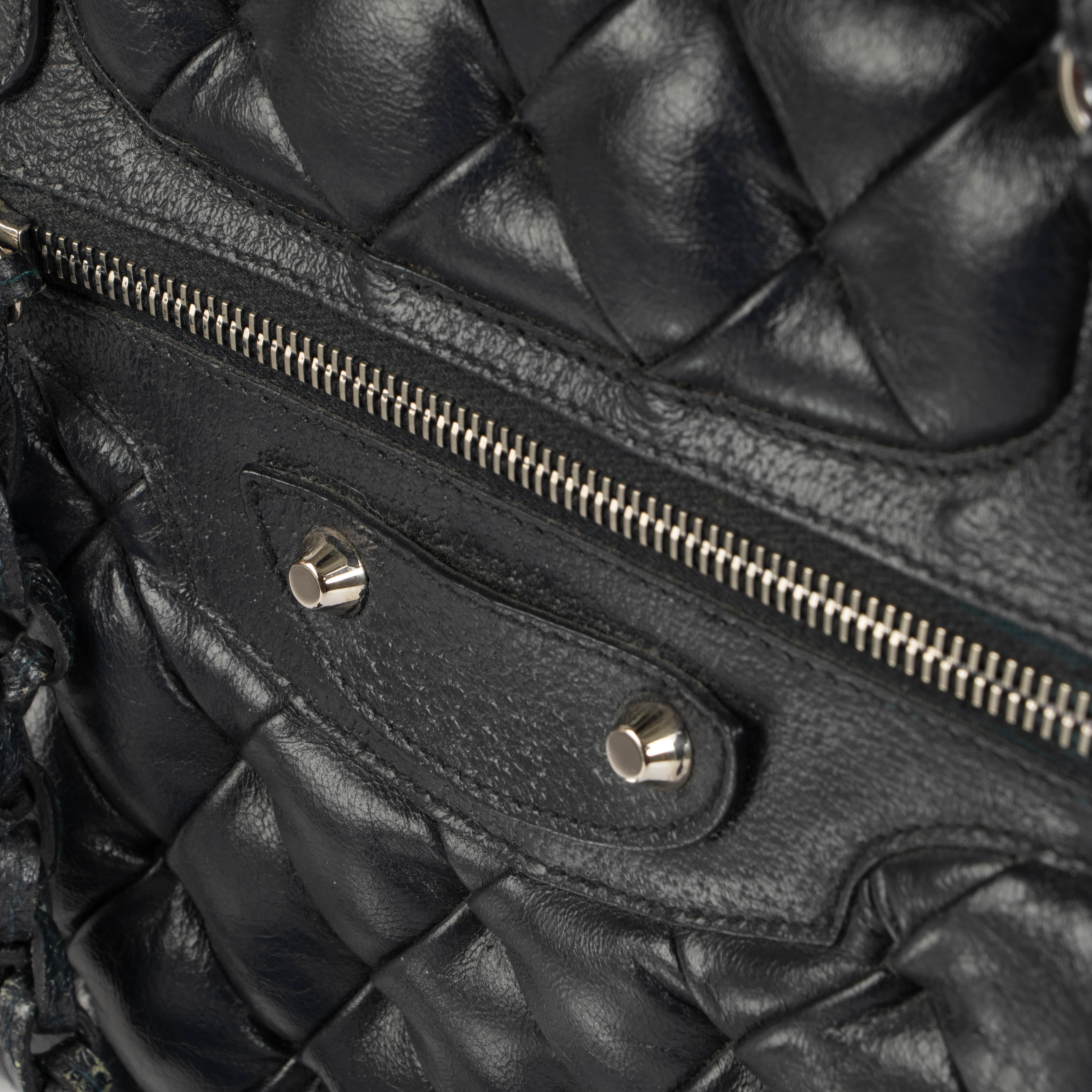 Balenciaga Blue Leather Quilted Plombe Shoulder Bag