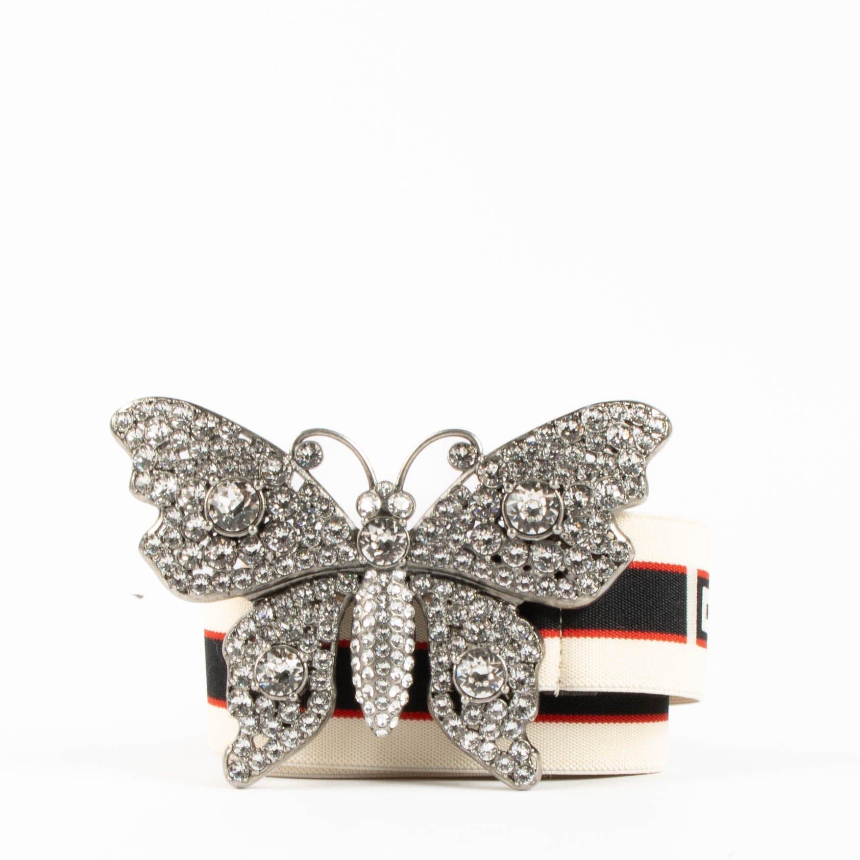Gucci Multicolor Crystal Butterfly Web Belt
