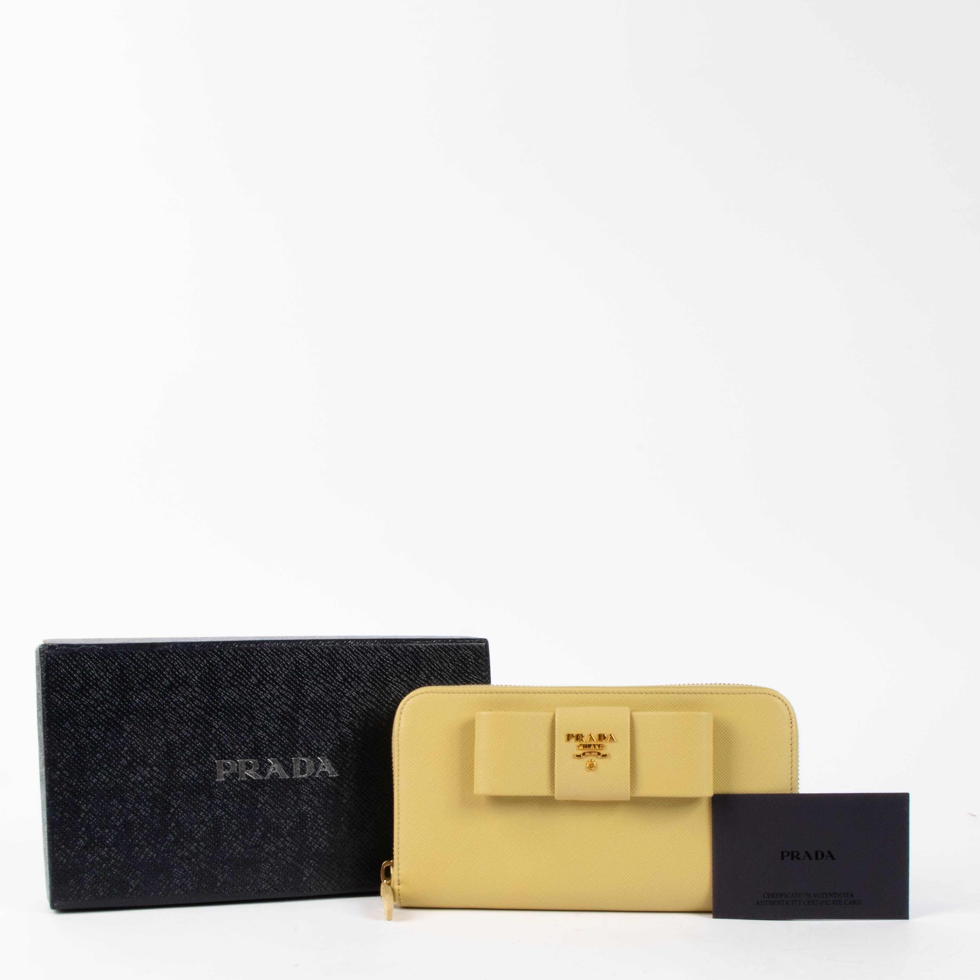 Prada Polline Yellow Saffiano Wallet