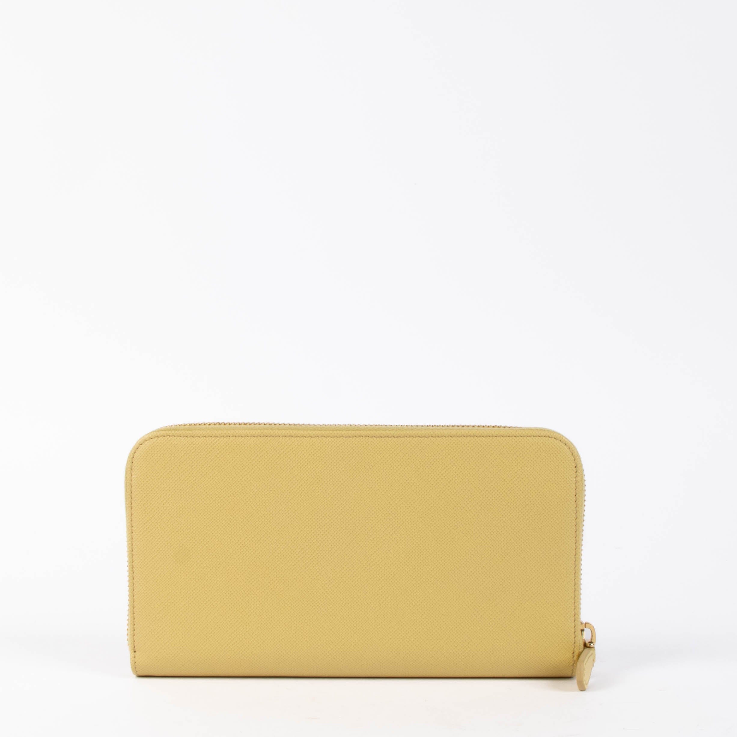 Prada Polline Yellow Saffiano Wallet