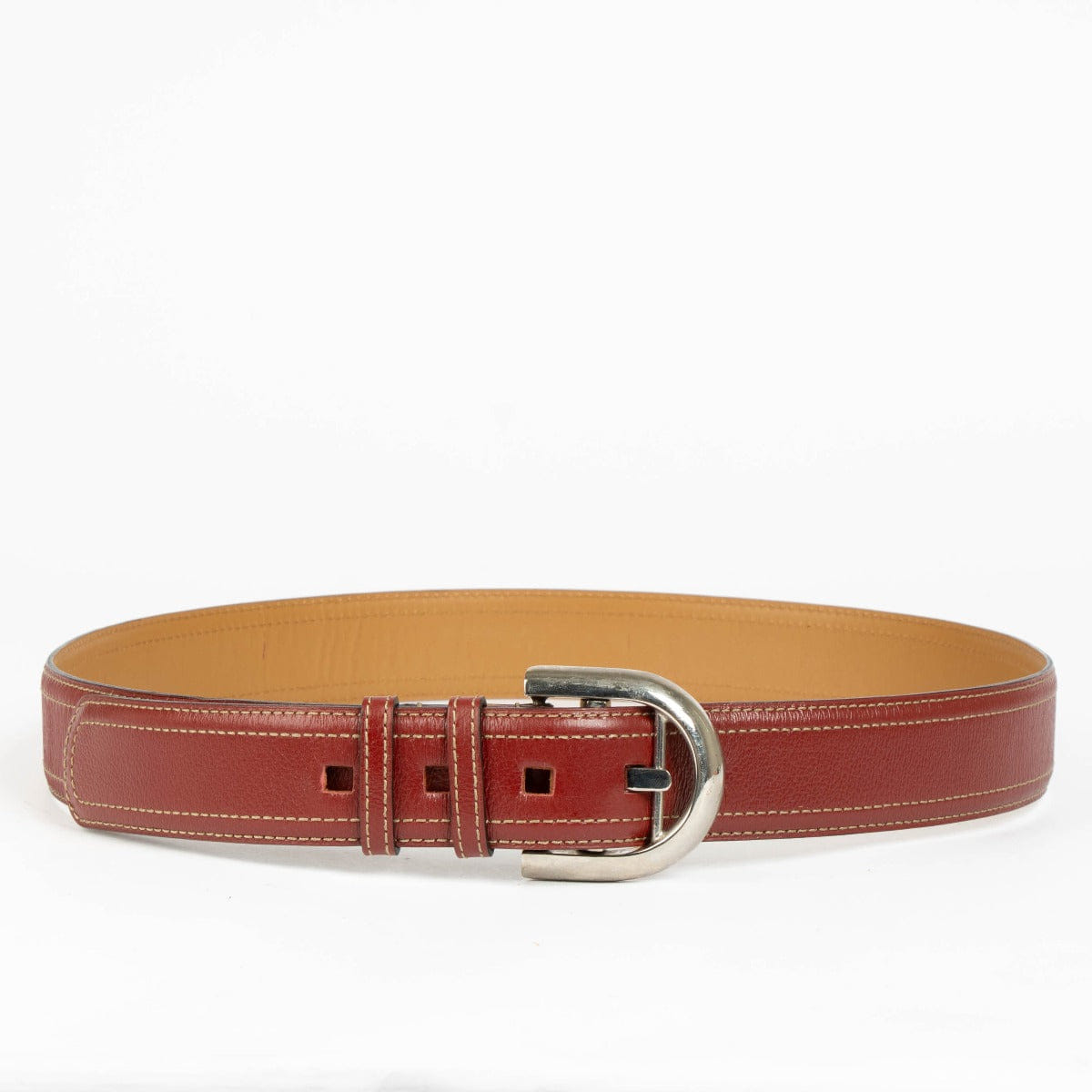 Delvaux Red Leather Opale Belt - Size 90