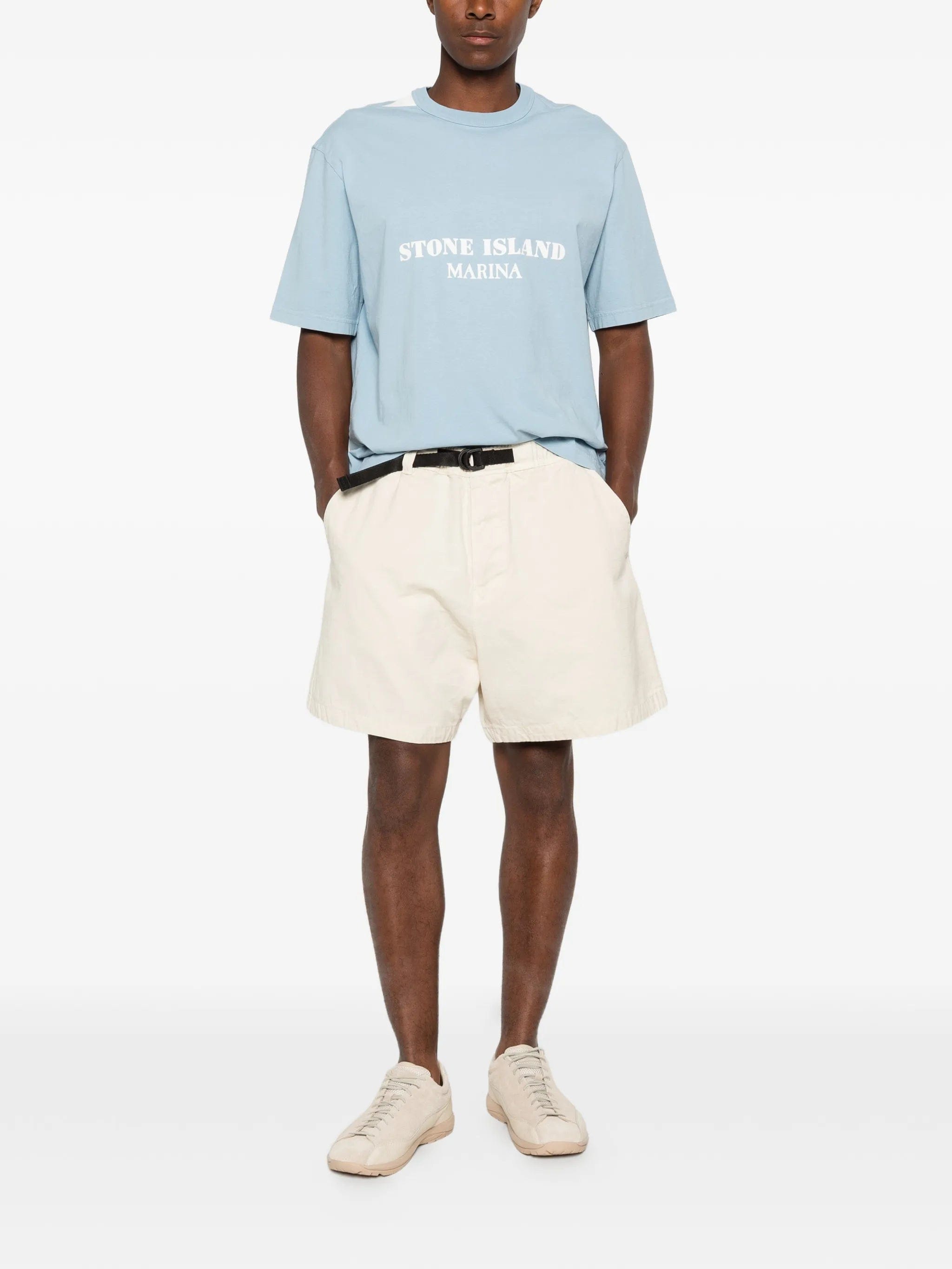 Stone Island L100010 slub cotton Batavia-TC_S.I. Marina chino shorts