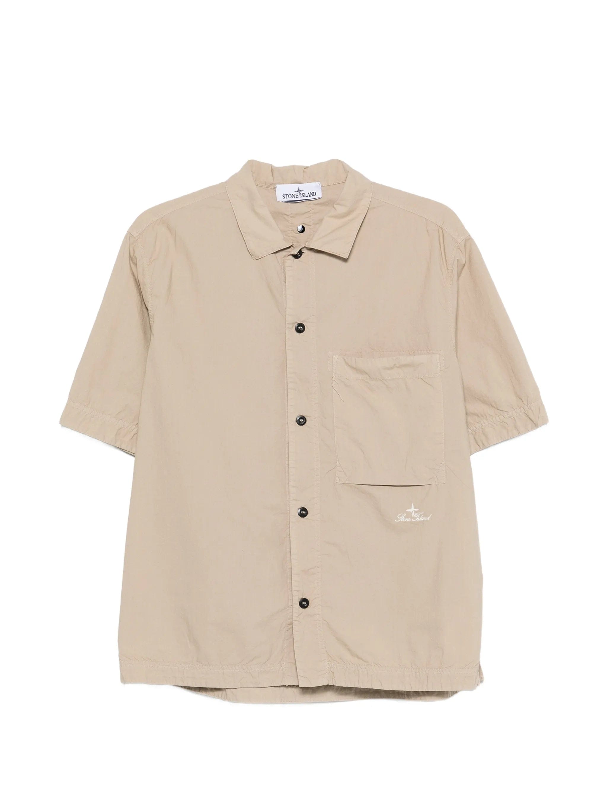 Stone Island 1100006 organic cotton Tela 'Paracadute' comfort-fit short-sleeve shirt with chest pocket