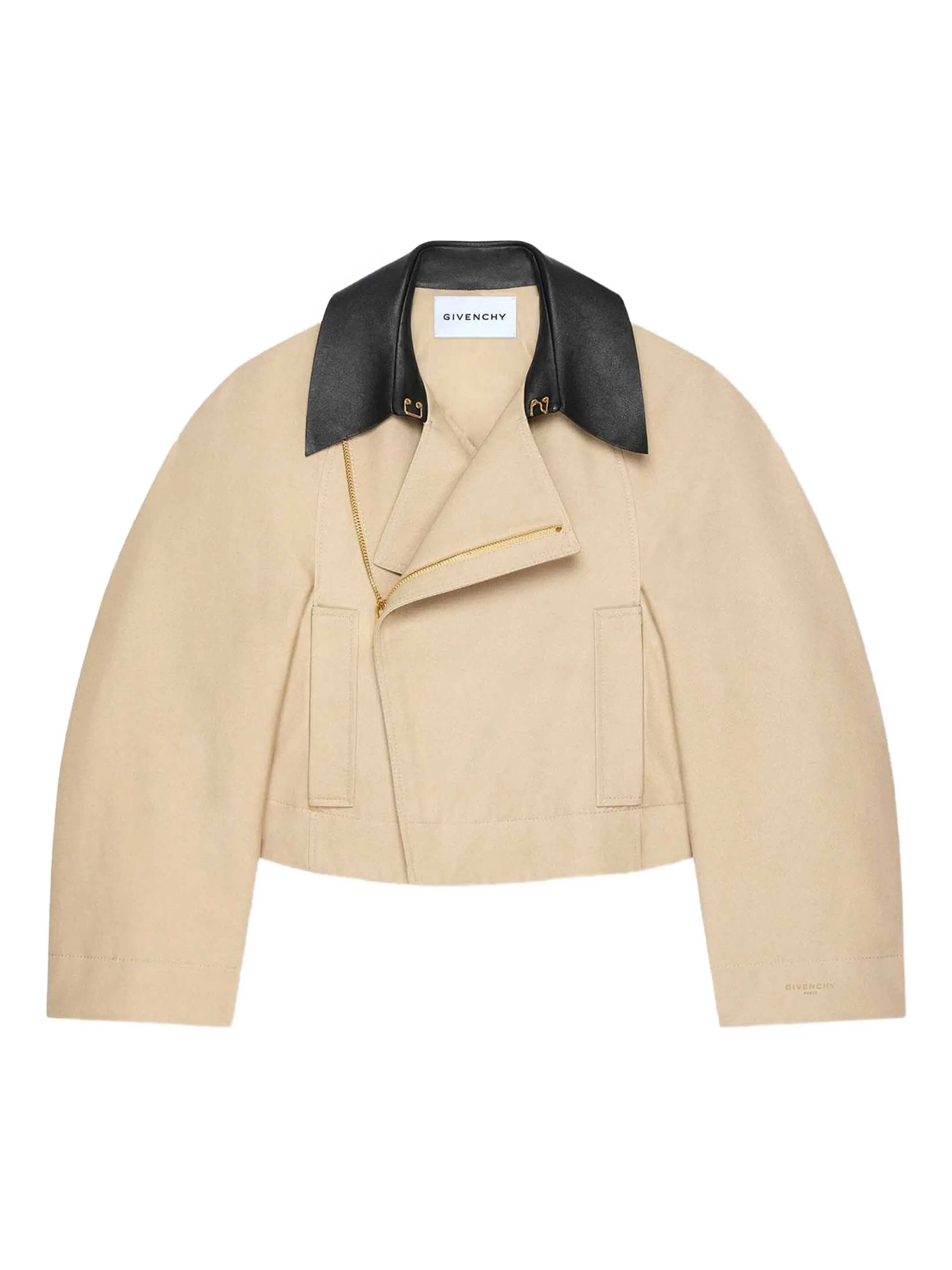 Givenchy leather-collar cropped jacket
