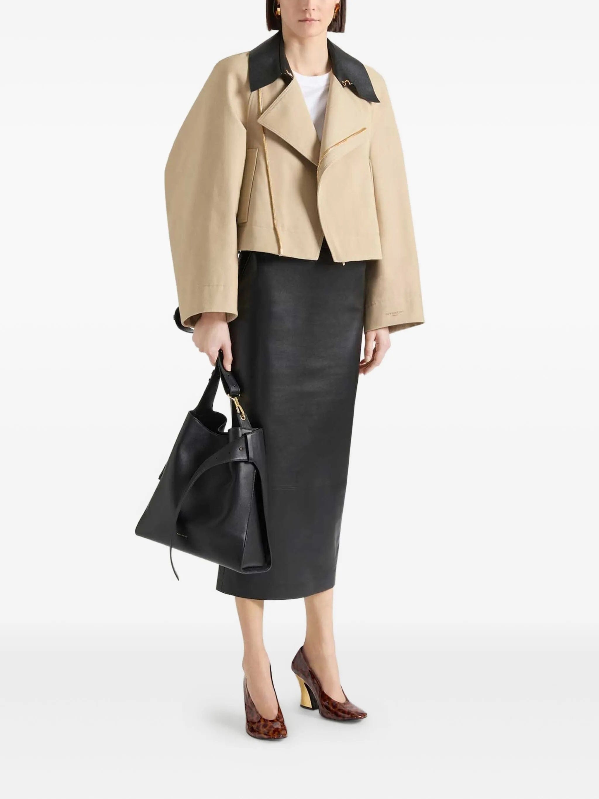 Givenchy leather-collar cropped jacket