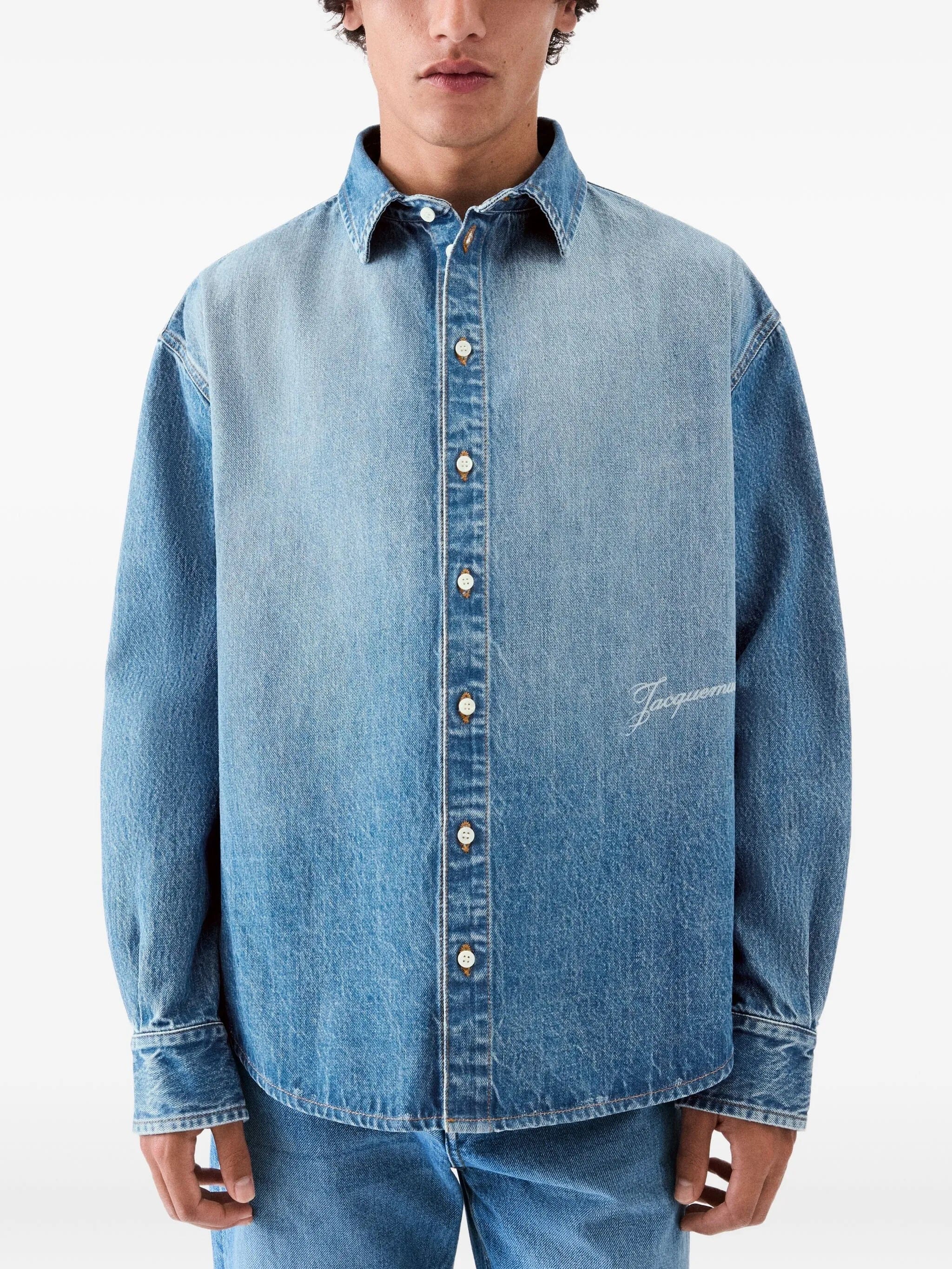 Jacquemus The Simon de-Nîmes logo-embroidered denim shirt