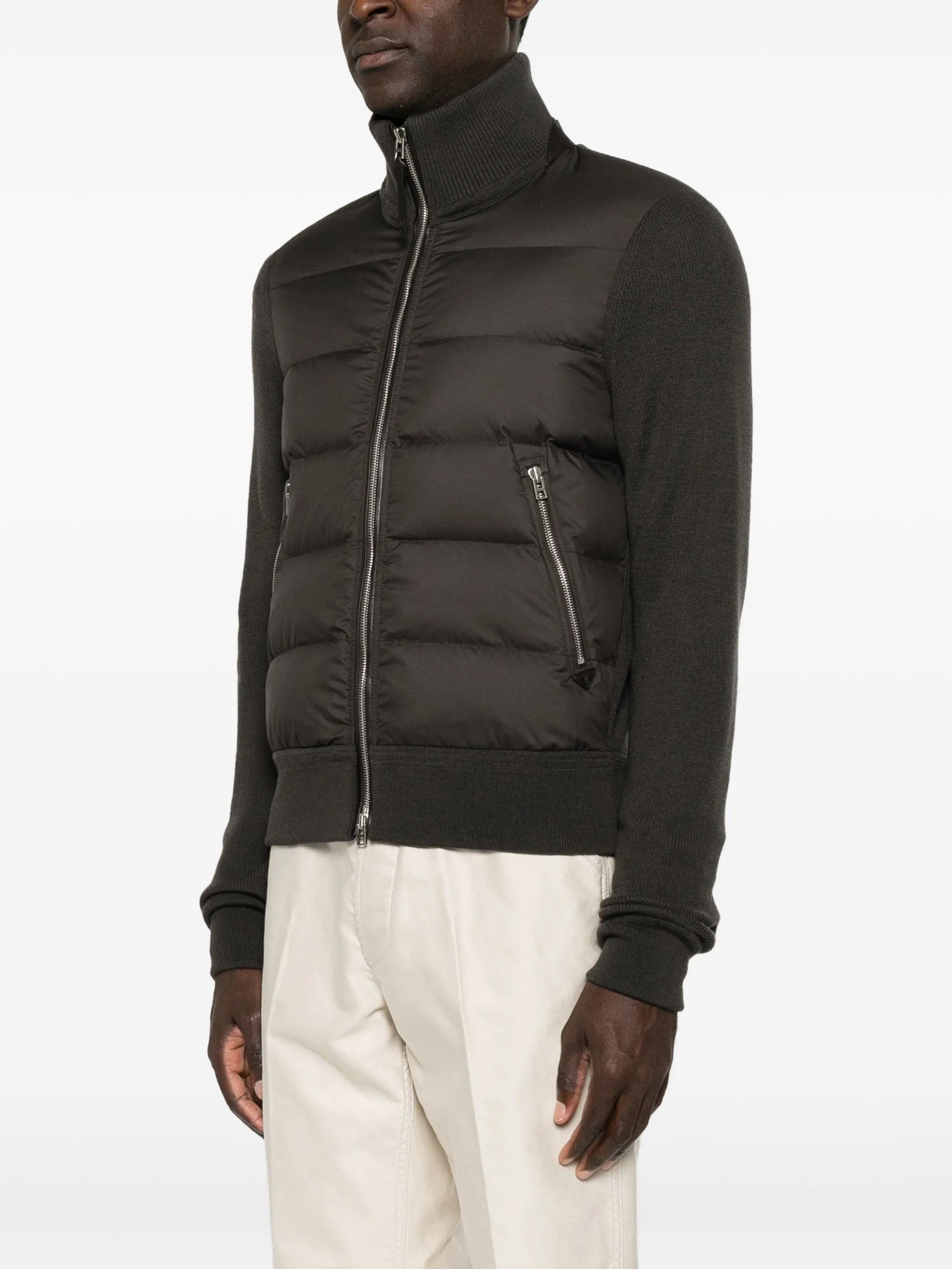 TOM FORD quilted-panel zip-up jacket
