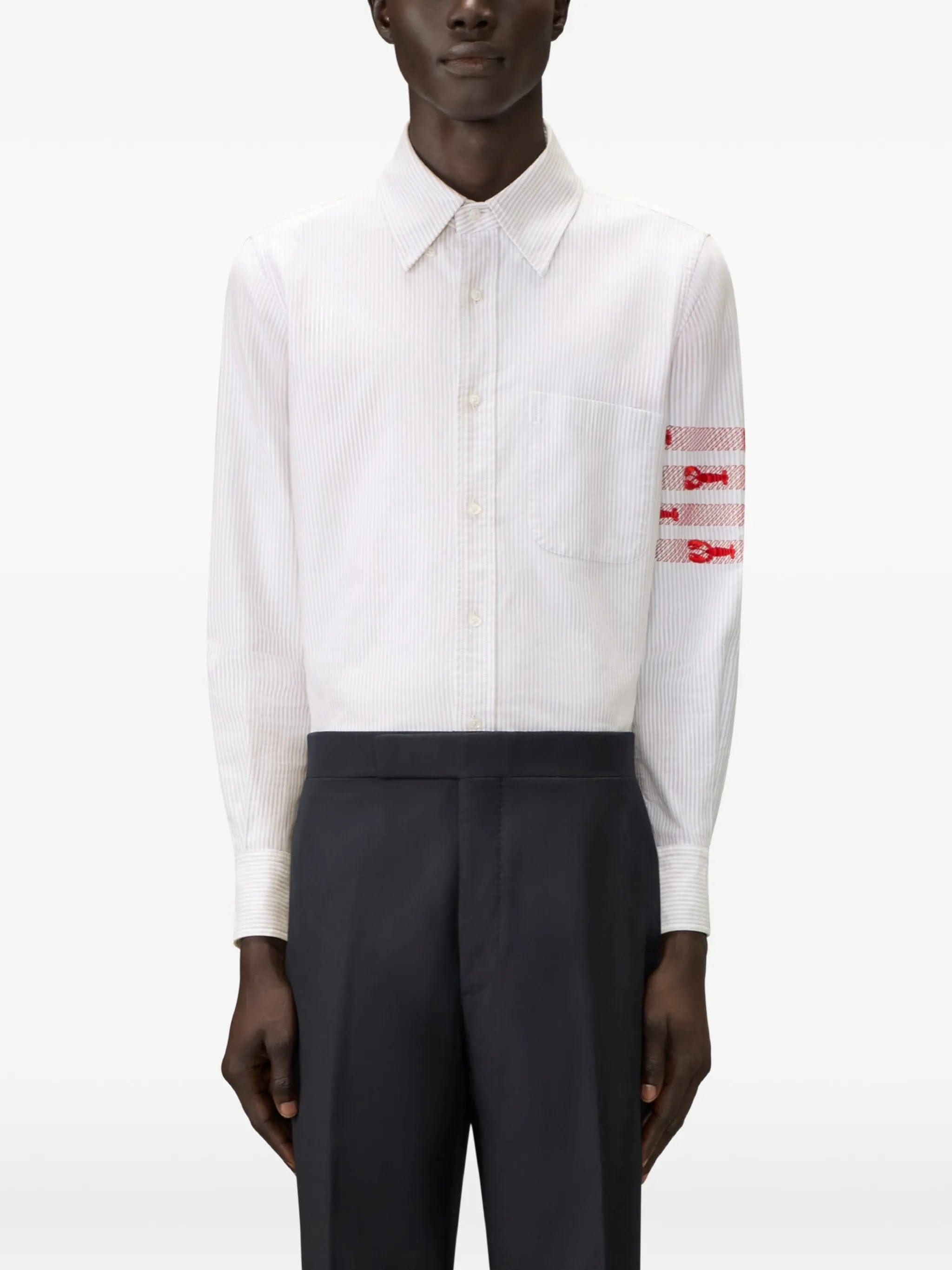Thom Browne 4-Bar lobster-embroidered shirt