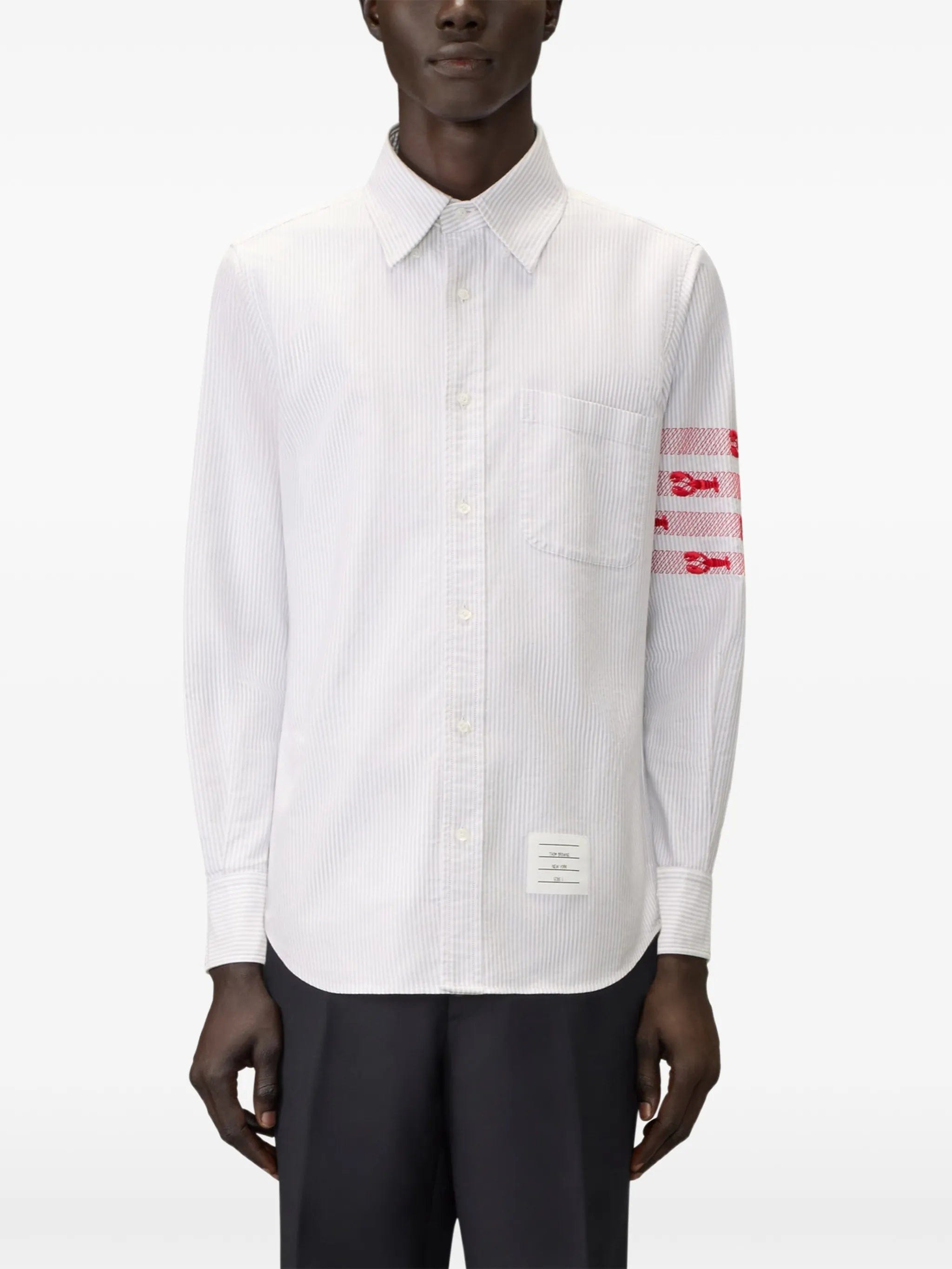 Thom Browne 4-Bar lobster-embroidered shirt
