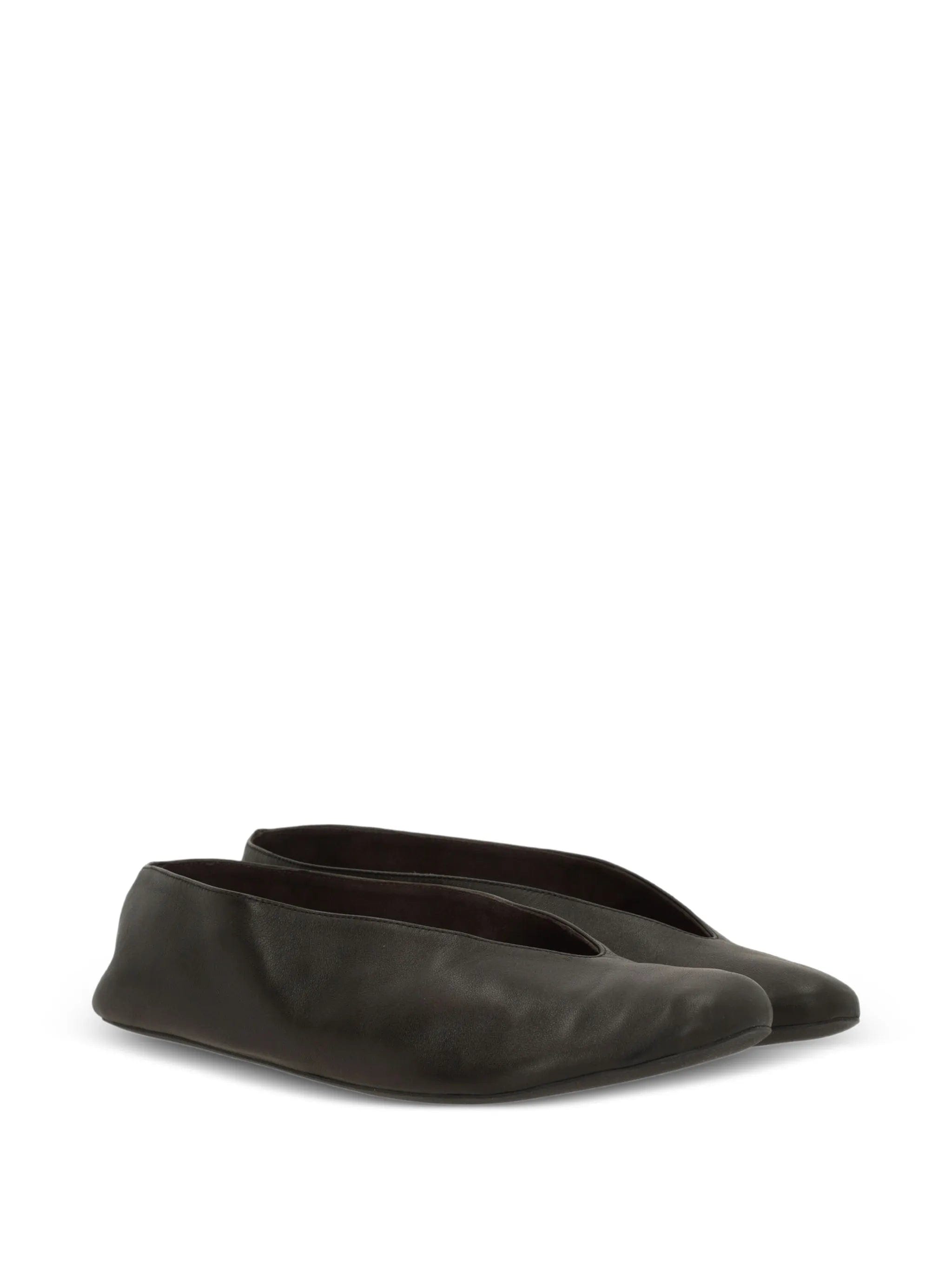 The Row V-neck leather loafers