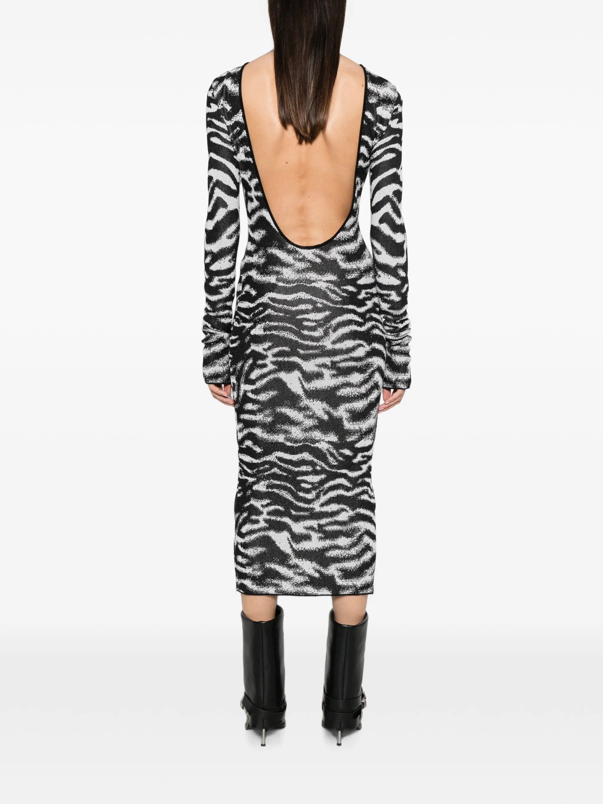 The Attico zebra-print backless midi dress